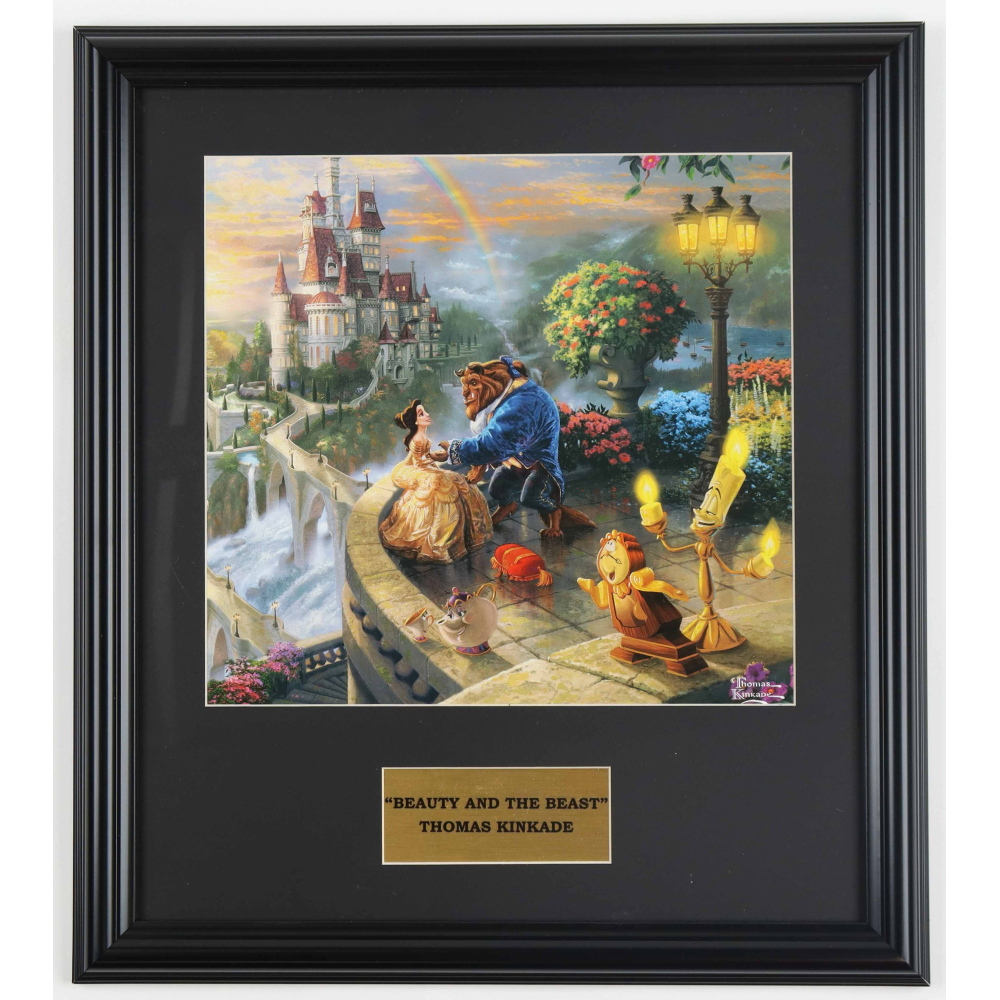 Thomas Kinkade Walt Disney's "Beauty and The Beast" Custom Framed Print