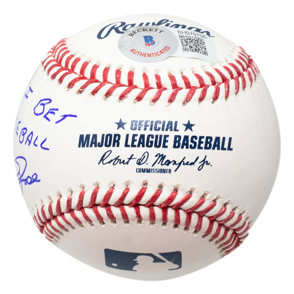 Pete Rose Signed OML Baseball Inscribed "Sorry I Bet On Baseball" (Beckett) at PristineAuction.com Pete Rose Signed OML Baseball Inscribed "Sorry I Bet On Baseball" (Beckett) at PristineAuction.com