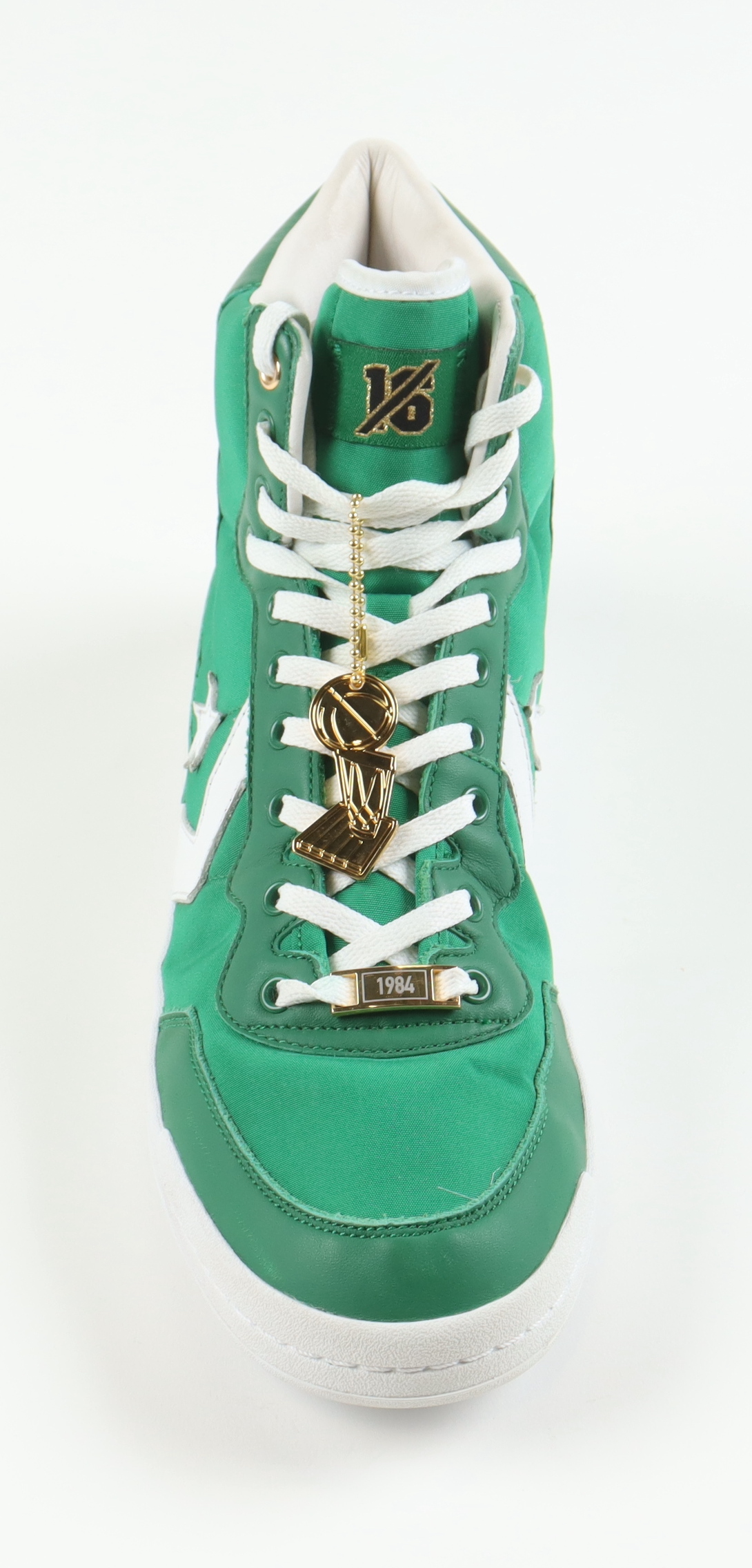 Larry Bird Signed Converse Special Edition 1984 Boston Celtics Championship Basketball Shoe with NBA Trophy Hanger (PSA) at PristineAuction.com Larry Bird Signed Converse Special Edition 1984 Boston Celtics Championship Basketball Shoe with NBA Trophy Hanger (PSA) at PristineAuction.com