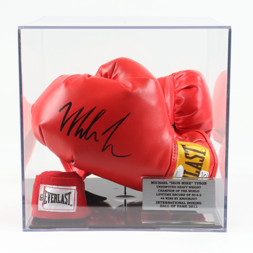 Mike Tyson Signed Pair of Everlast Boxing Gloves with Display Case (JSA