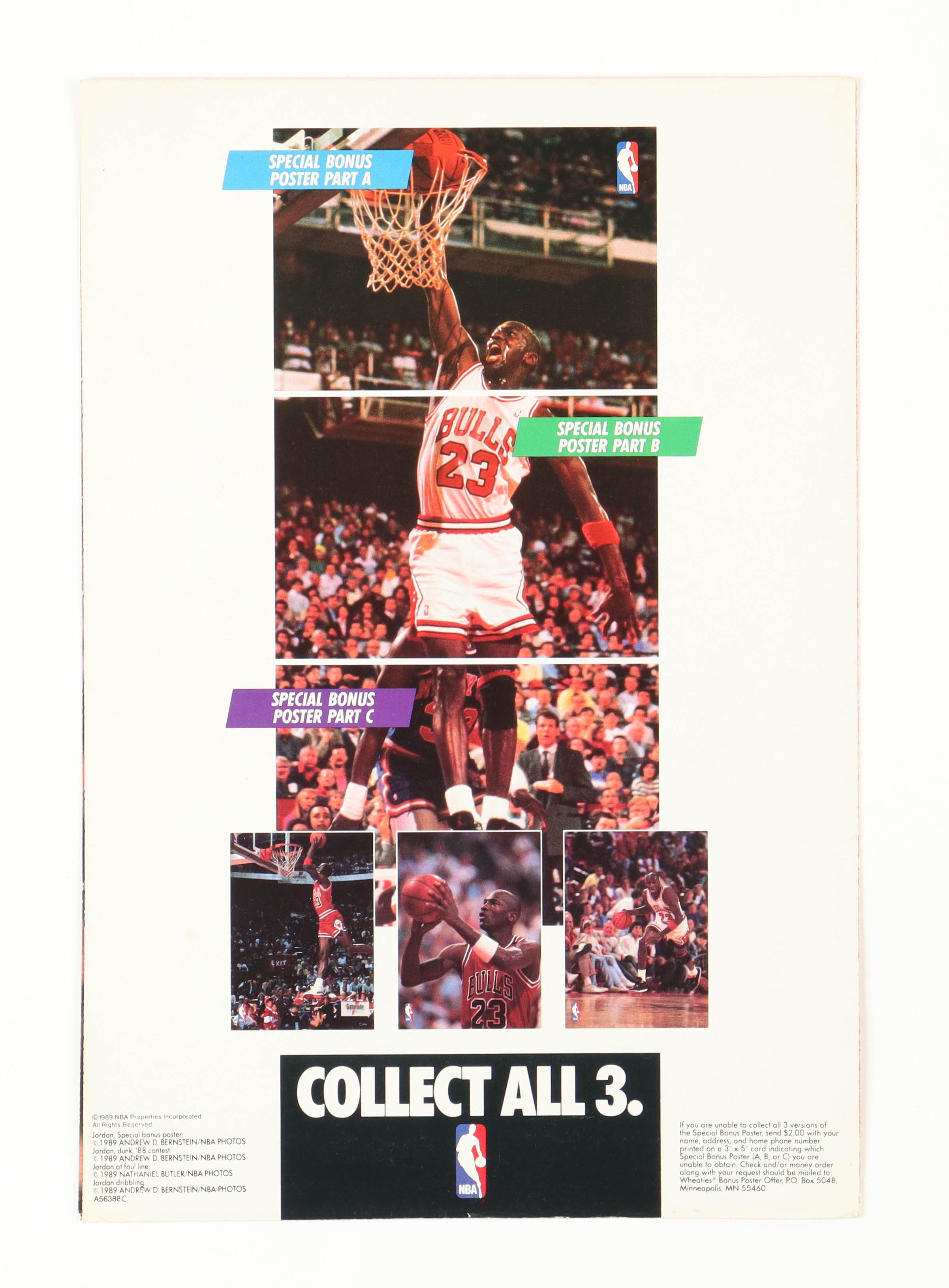 Michael Jordan 1989 Original "Wheaties" Poster Insert at PristineAuction.com Michael Jordan 1989 Original "Wheaties" Poster Insert at PristineAuction.com
