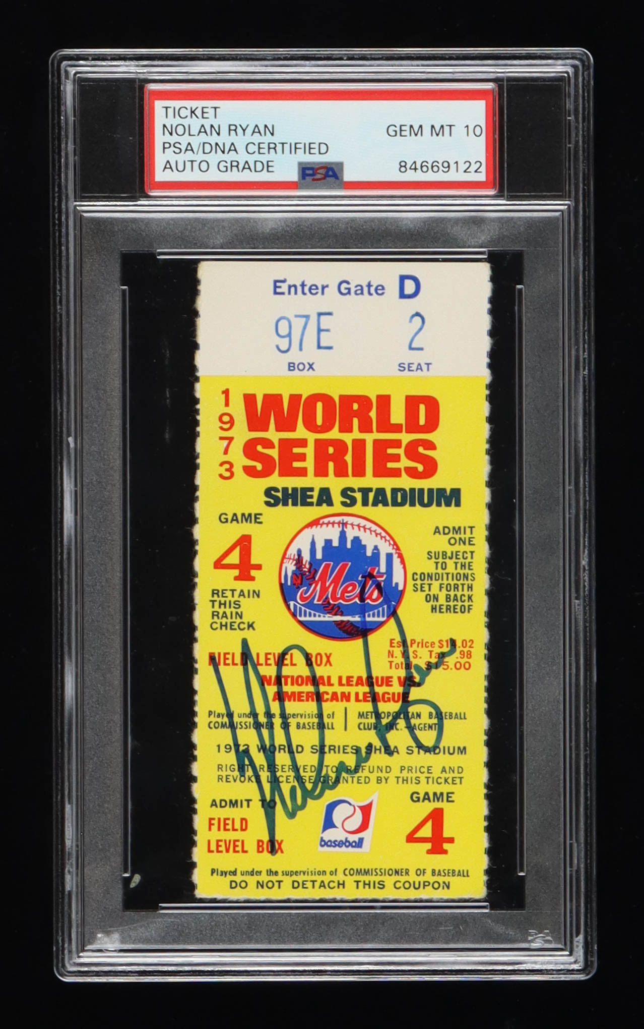 Nolan Ryan Signed 1973 World Series Ticket (PSA) at PristineAuction.com Nolan Ryan Signed 1973 World Series Ticket (PSA) at PristineAuction.com