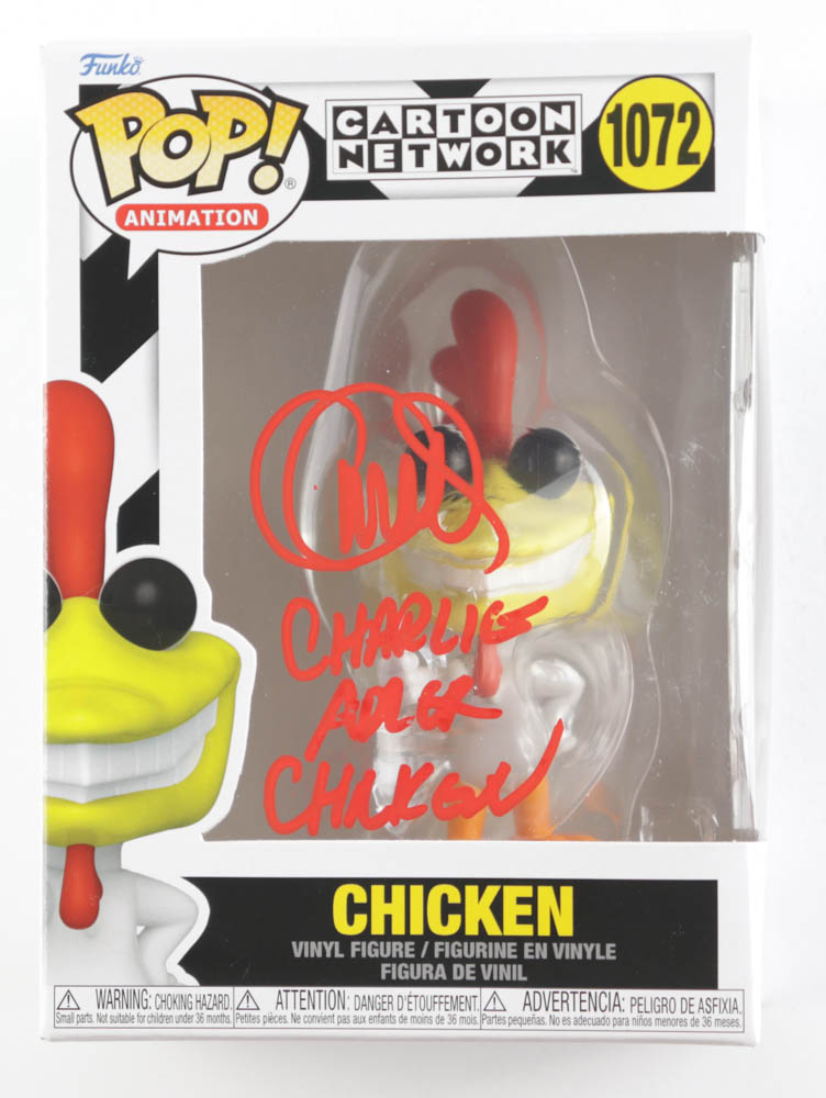 Charlie Adler Signed Pop! Animation "Cow And Chicken" #1072 Chicken Funko Pop! Vinyl Figure Inscribed "Chicken" (PSA) at PristineAuction.com Charlie Adler Signed Pop! Animation "Cow And Chicken" #1072 Chicken Funko Pop! Vinyl Figure Inscribed "Chicken" (PSA) at PristineAuction.com