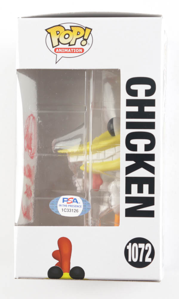 Charlie Adler Signed Pop! Animation "Cow And Chicken" #1072 Chicken Funko Pop! Vinyl Figure Inscribed "Chicken" (PSA) at PristineAuction.com Charlie Adler Signed Pop! Animation "Cow And Chicken" #1072 Chicken Funko Pop! Vinyl Figure Inscribed "Chicken" (PSA) at PristineAuction.com