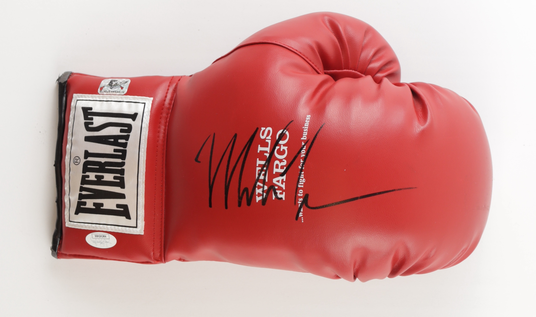 Mike Tyson Signed Everlast Wells Fargo Fight Sponsor Boxing Glove with Display Case (Tyson & JSA) at PristineAuction.com Mike Tyson Signed Everlast Wells Fargo Fight Sponsor Boxing Glove with Display Case (Tyson & JSA) at PristineAuction.com