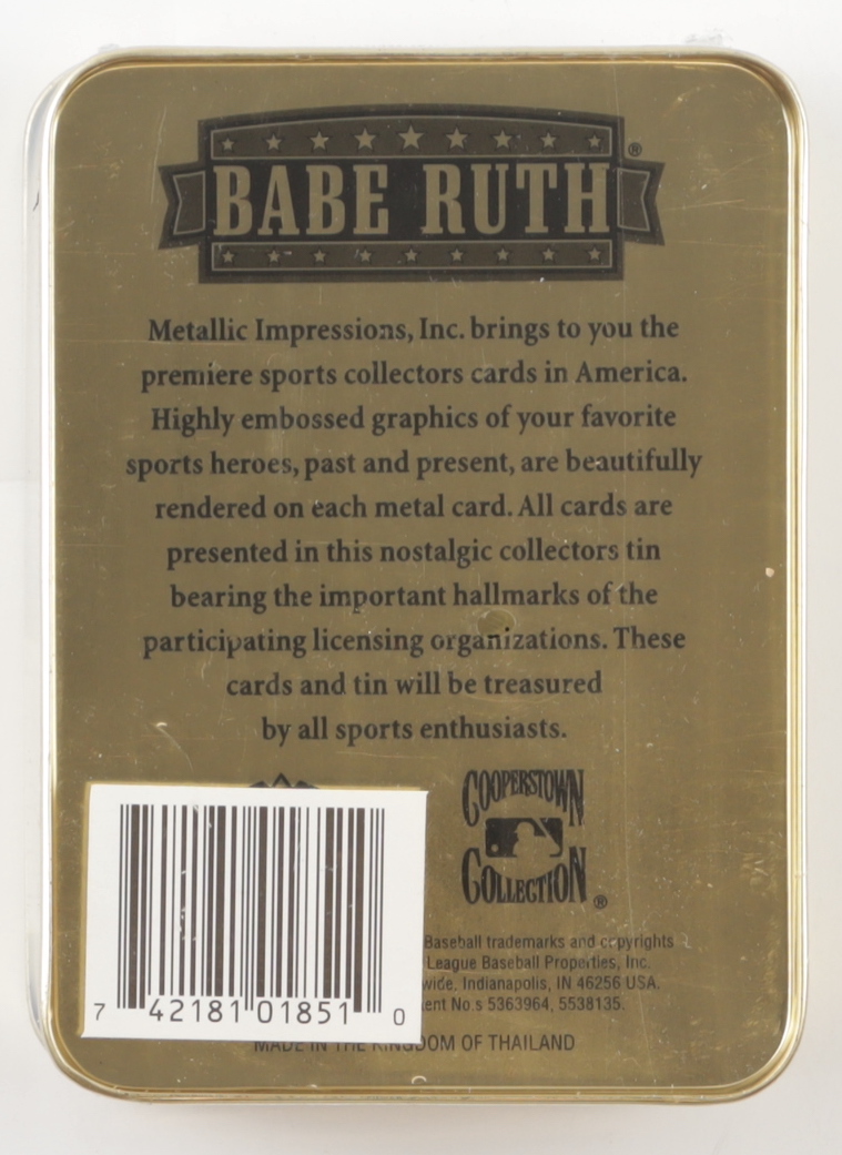 Complete Set of (5) Babe Ruth Metallic Impressions Embossed Metal Collector Cards in Original Tin at PristineAuction.com Complete Set of (5) Babe Ruth Metallic Impressions Embossed Metal Collector Cards in Original Tin at PristineAuction.com