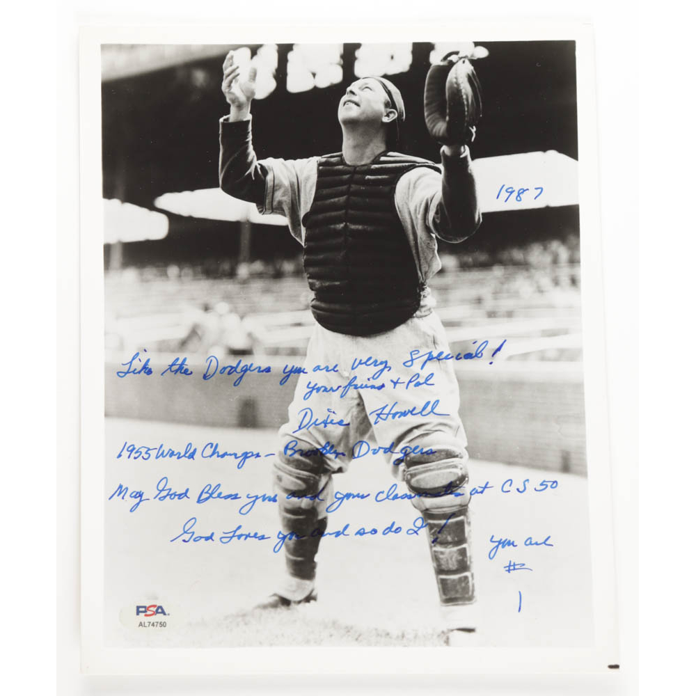 Dixie Howell Signed Dodgers 8x10 Photo with Extensive Inscription (PSA) Pristine Auction