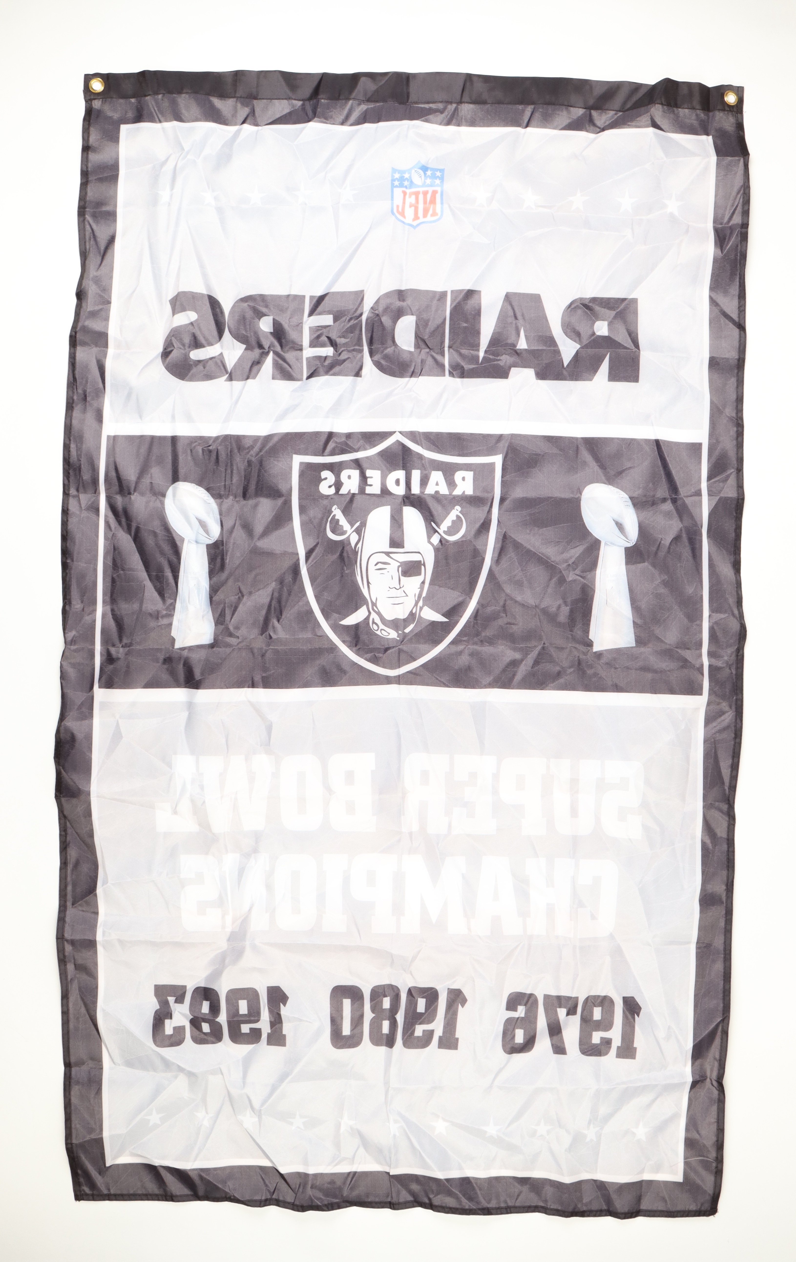 Raiders 3x Super Bowl Champion 35x58 Banner at PristineAuction.com Raiders 3x Super Bowl Champion 35x58 Banner at PristineAuction.com