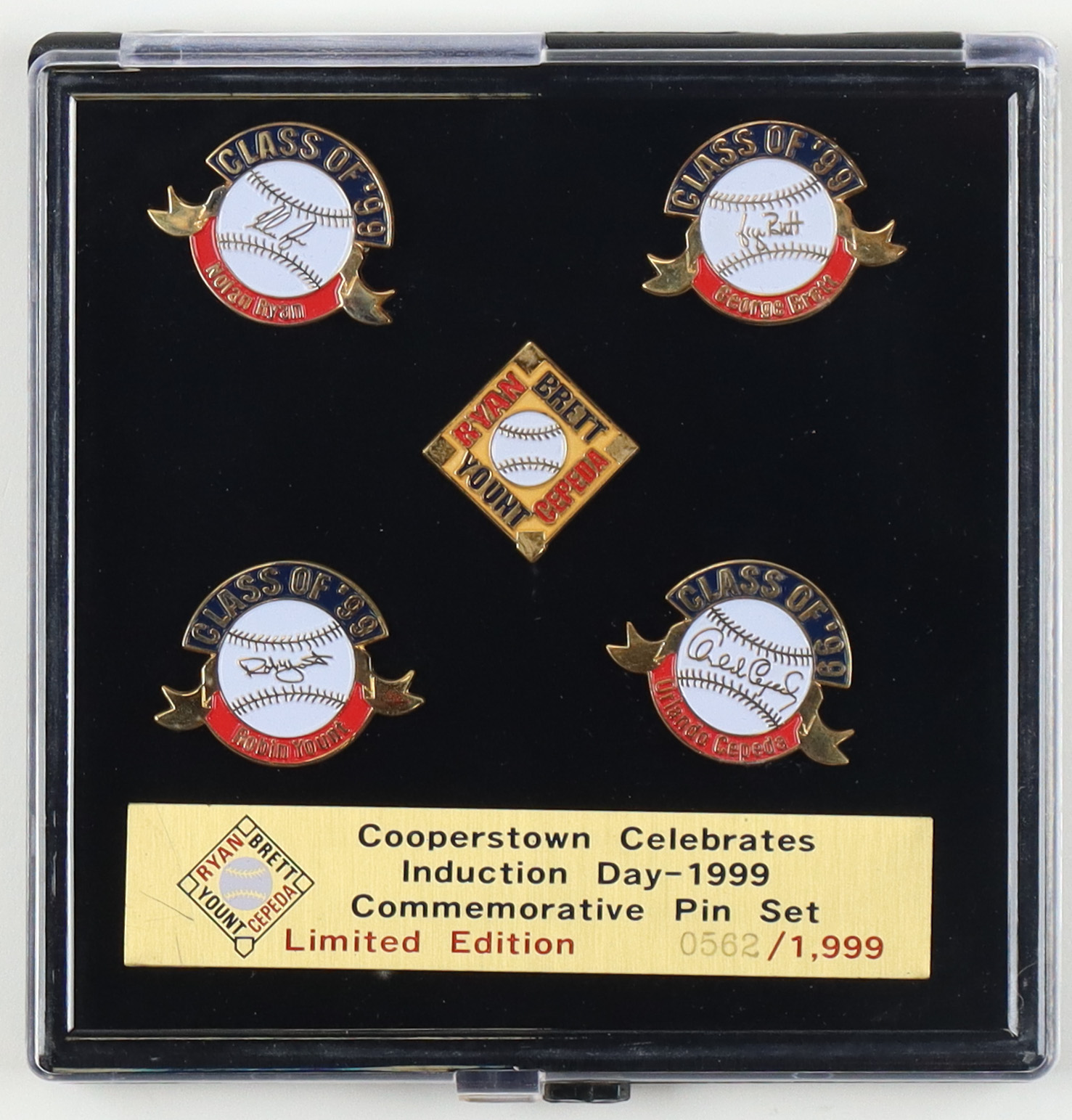 LE 1999 Original Cooperstown Hall of Fame Induction Commemorative Set of (5) Pins at PristineAuction.com LE 1999 Original Cooperstown Hall of Fame Induction Commemorative Set of (5) Pins at PristineAuction.com