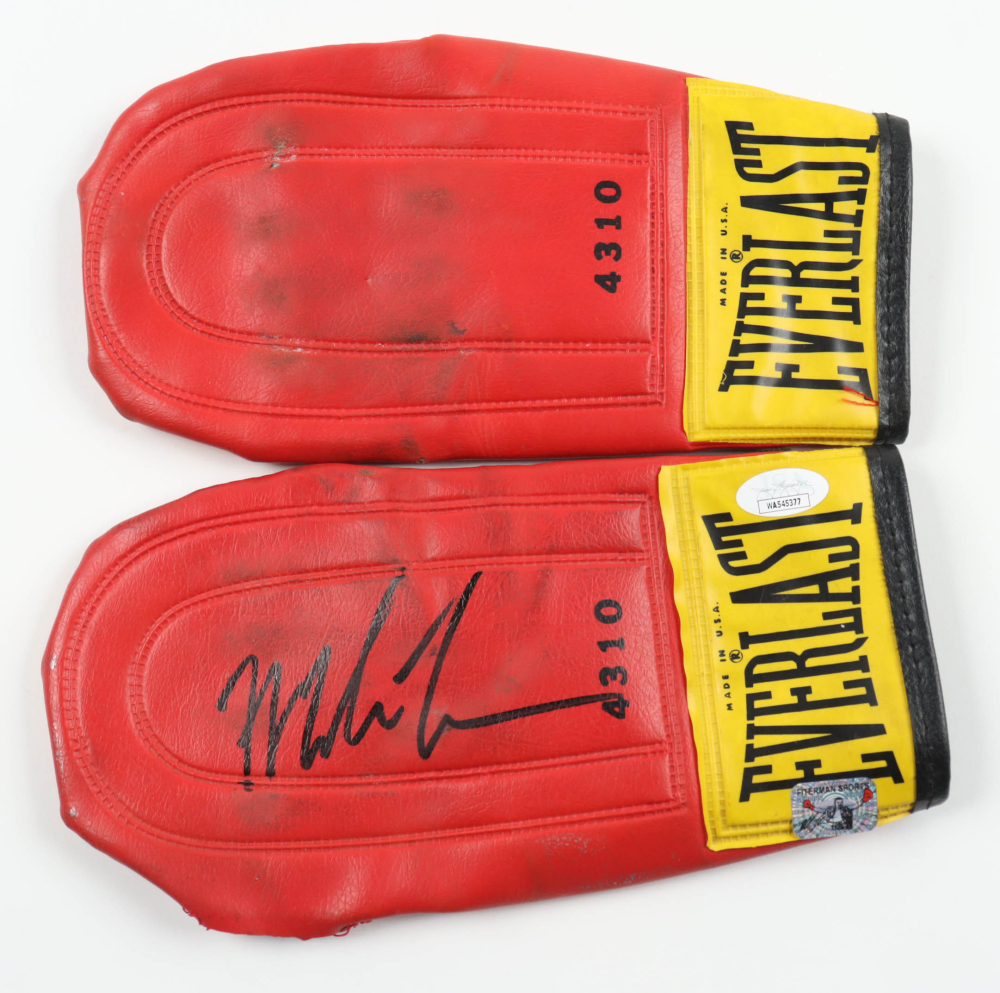 Mike Tyson Signed Pair of Everlast Boxing Gloves with Display Case (JSA