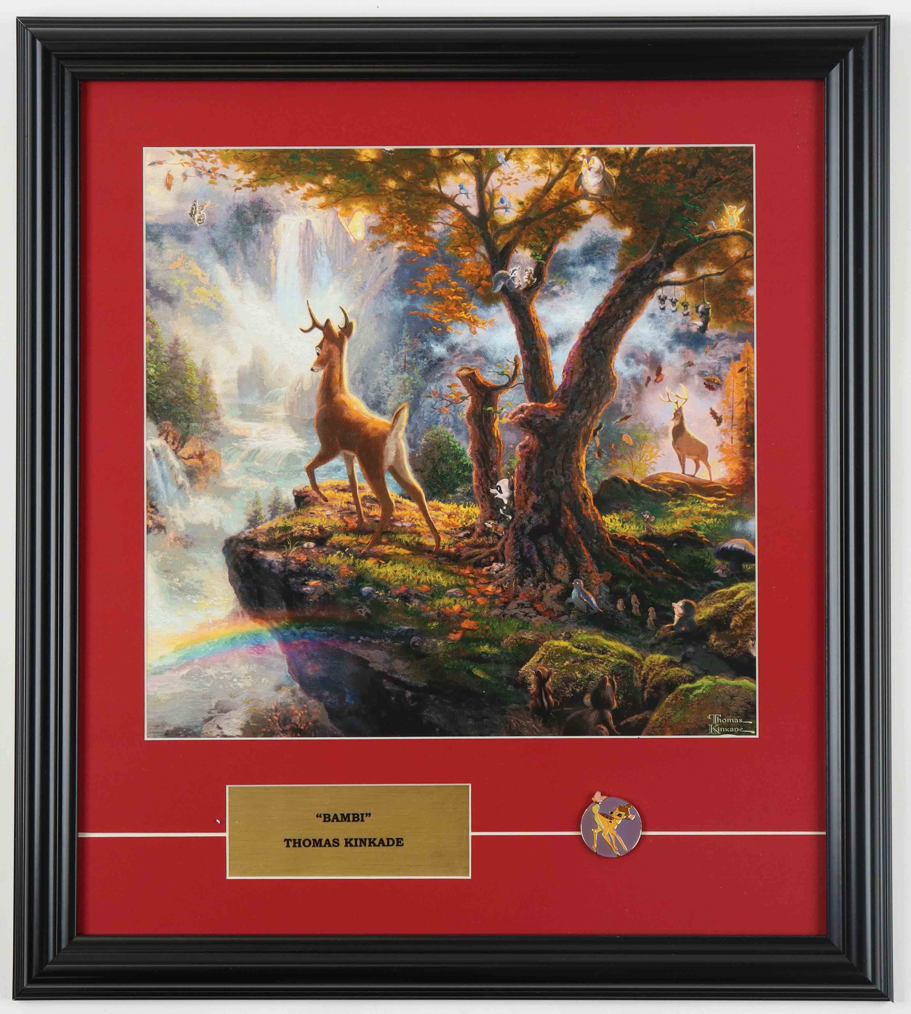 Thomas Kinkade "Bambi" Custom Framed Print Display with Bambi Pin at PristineAuction.com Thomas Kinkade "Bambi" Custom Framed Print Display with Bambi Pin at PristineAuction.com