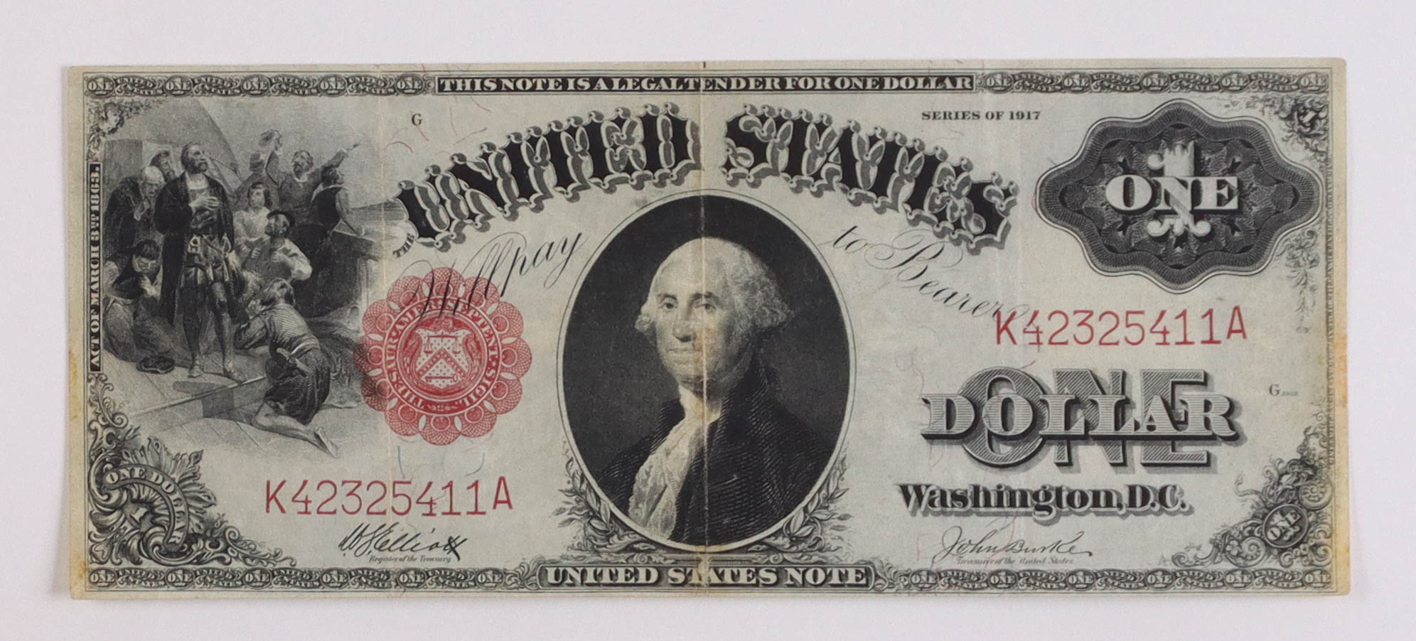 1917 $1 One Dollar Legal Tender Red Seal Large Size Bank Note Bill at PristineAuction.com 1917 $1 One Dollar Legal Tender Red Seal Large Size Bank Note Bill at PristineAuction.com