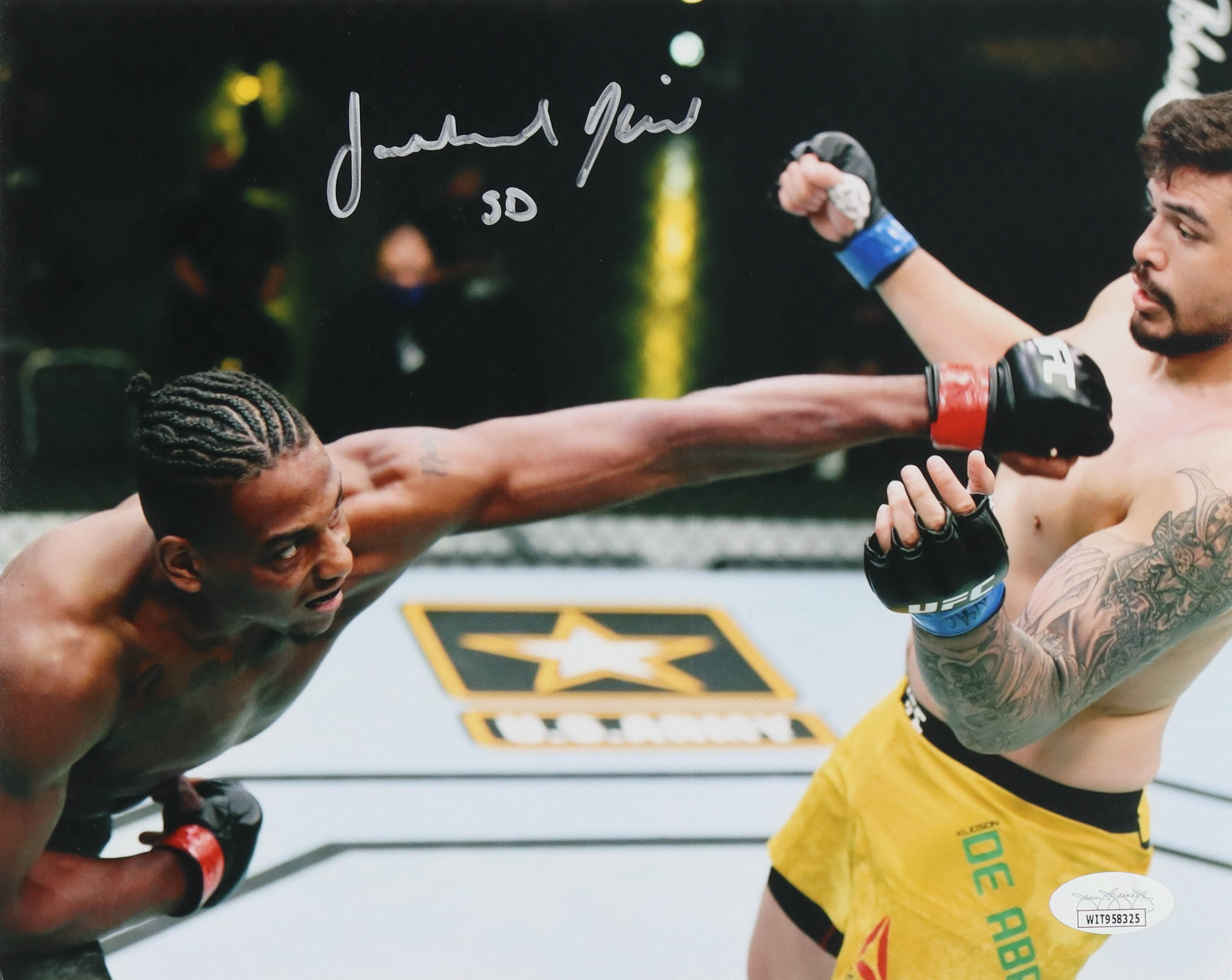 Jamahal Hill Signed UFC 8x10 Photo Inscribed "SD" (JSA) at PristineAuction.com Jamahal Hill Signed UFC 8x10 Photo Inscribed "SD" (JSA) at PristineAuction.com
