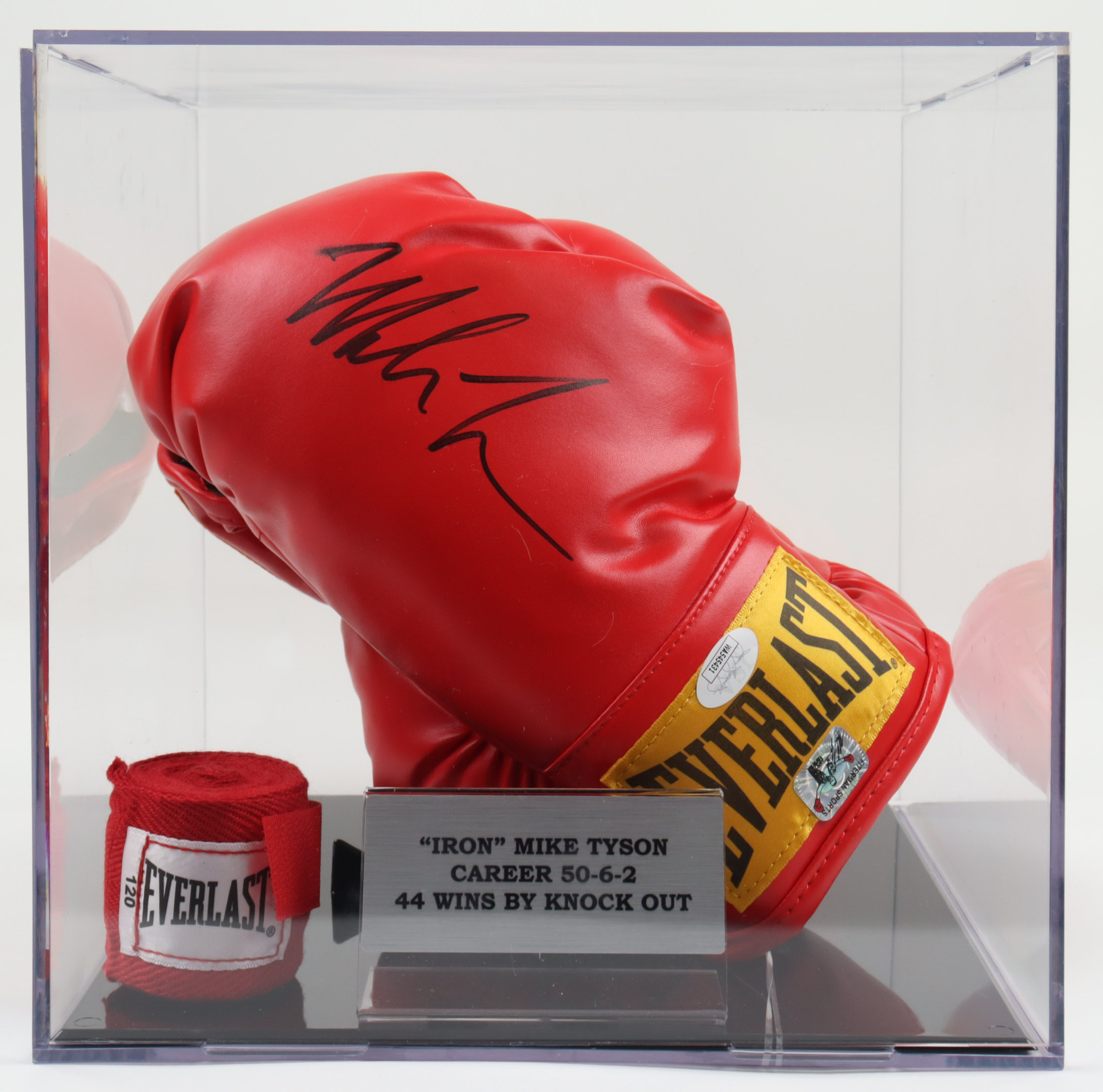 Mike Tyson Signed Pair of Everlast Boxing Gloves with Display Case (JSA & Tyson) at PristineAuction.com Mike Tyson Signed Pair of Everlast Boxing Gloves with Display Case (JSA & Tyson) at PristineAuction.com