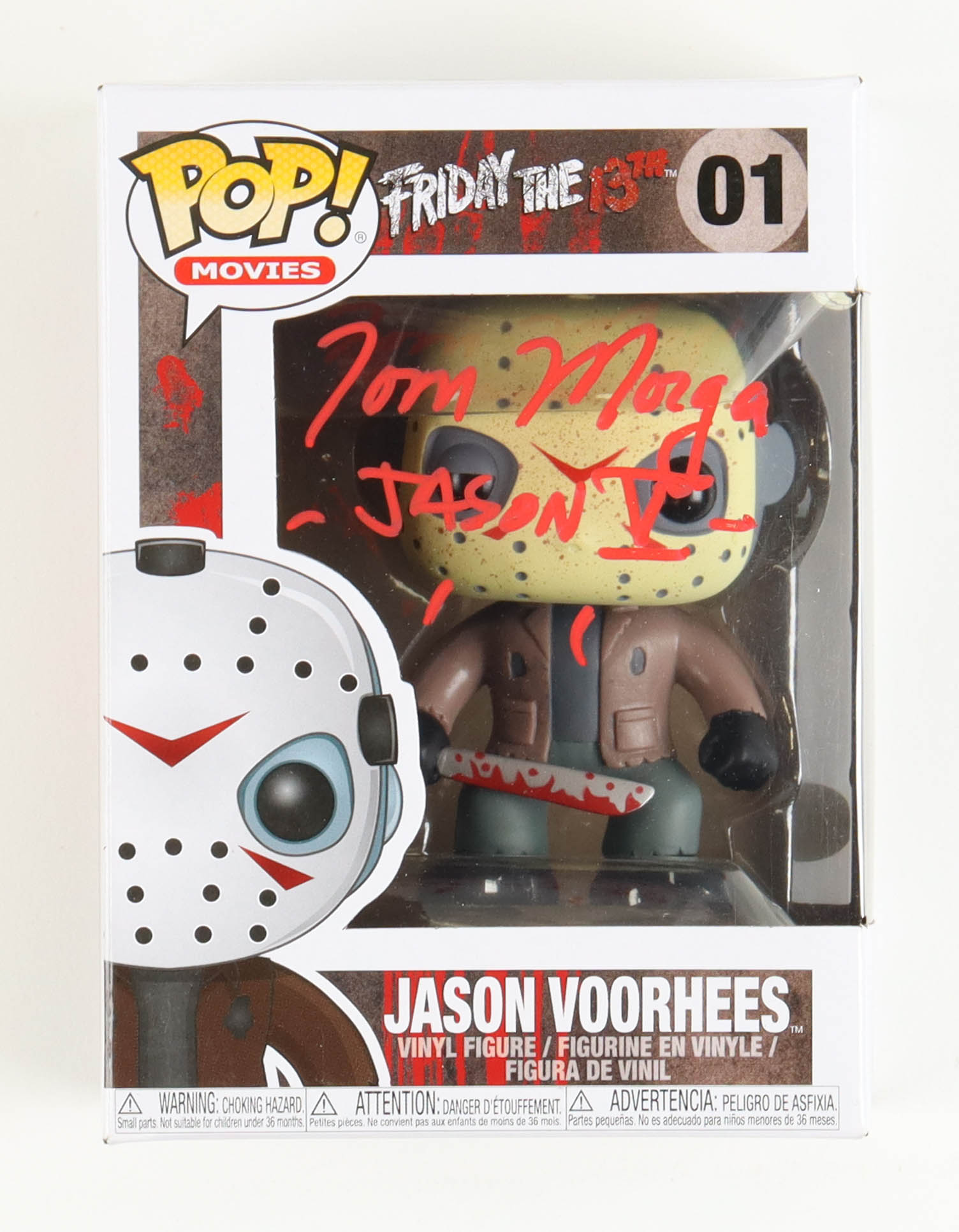 Tom Morga Signed "Friday The 13th" #01 Jason Voorhees Funko Pop! Vinyl Figure Inscribed "Jason V" (Beckett) at PristineAuction.com Tom Morga Signed "Friday The 13th" #01 Jason Voorhees Funko Pop! Vinyl Figure Inscribed "Jason V" (Beckett) at PristineAuction.com