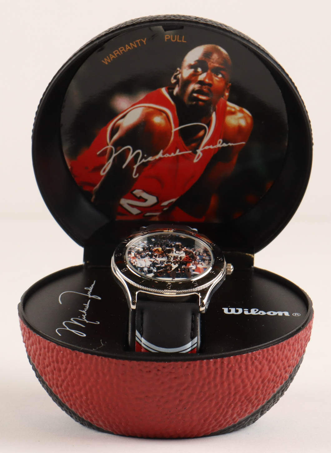Michael Jordan Commemorative Watch with Basketball Display Case at PristineAuction.com Michael Jordan Commemorative Watch with Basketball Display Case at PristineAuction.com