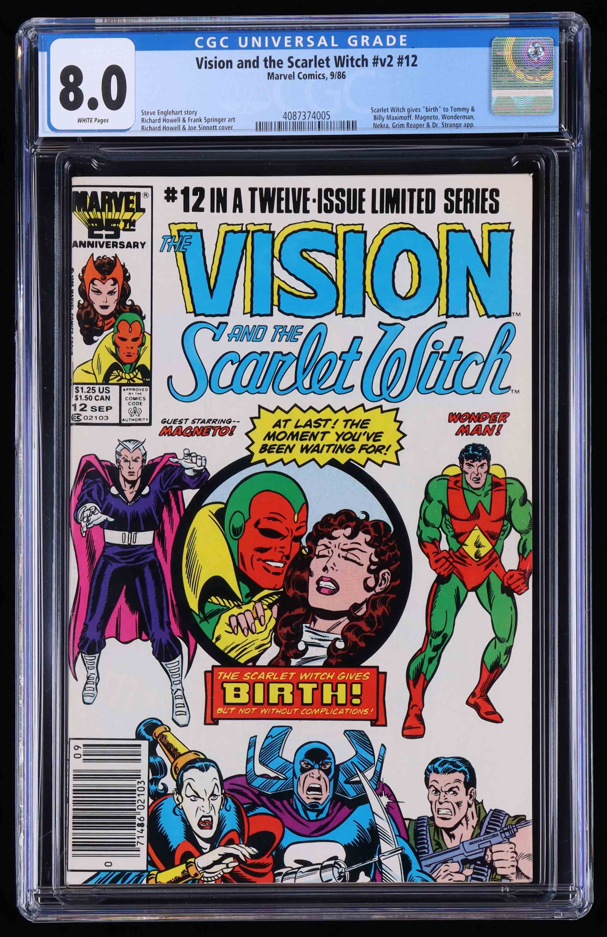 1986 "Vision and The Scarlet Witch" Vol. 2 Issue #12 Marvel Comic Book ...