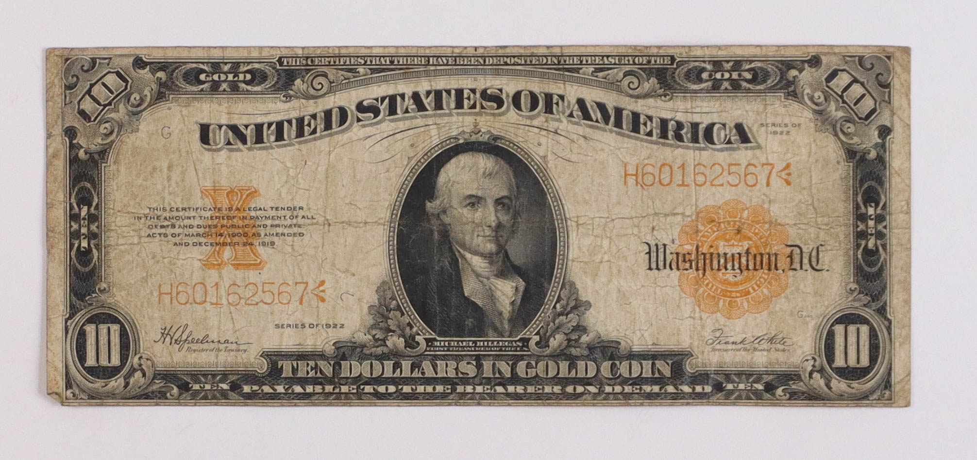 1922 $10 Ten Dollar U.S. Gold Certificate Bank Note at PristineAuction.com 1922 $10 Ten Dollar U.S. Gold Certificate Bank Note at PristineAuction.com