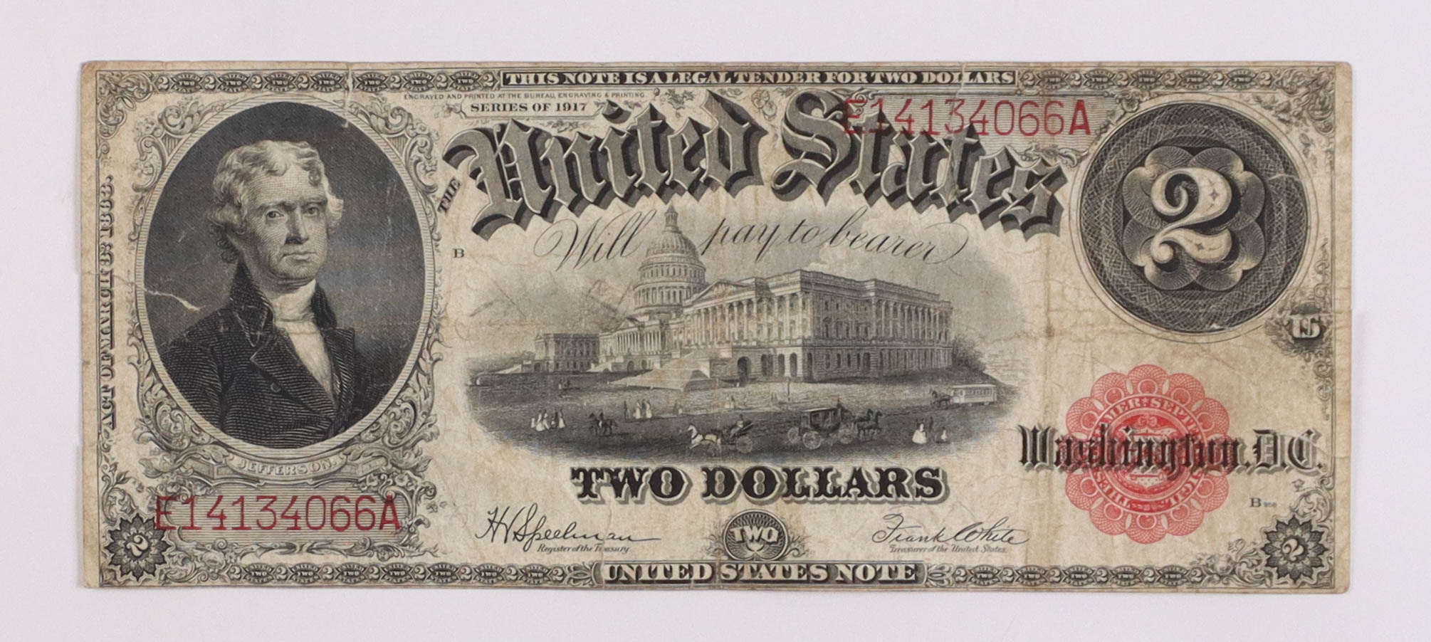 1917 $2 Two Dollar Red Seal U.S. Legal Tender Note at PristineAuction.com 1917 $2 Two Dollar Red Seal U.S. Legal Tender Note at PristineAuction.com