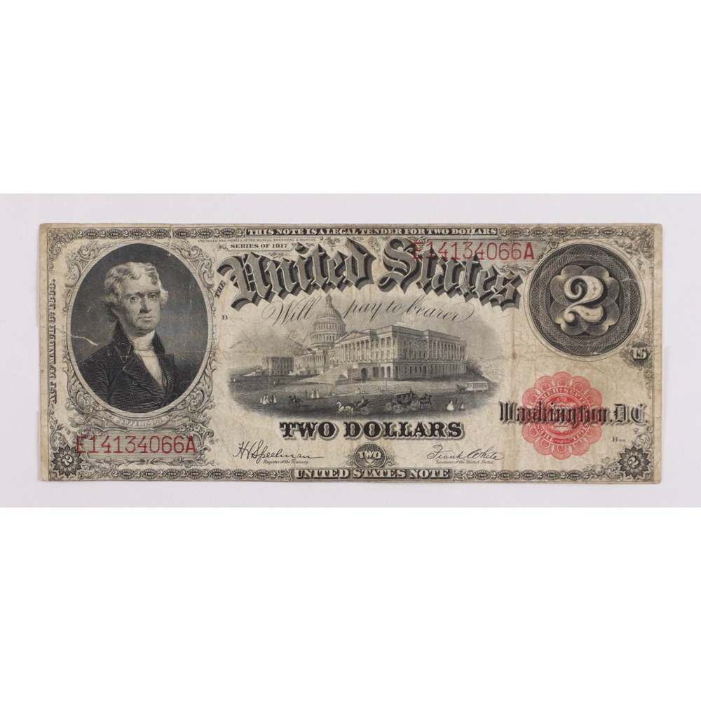 1917 $2 Two Dollar Red Seal U.S. Legal Tender Note | Pristine Auction