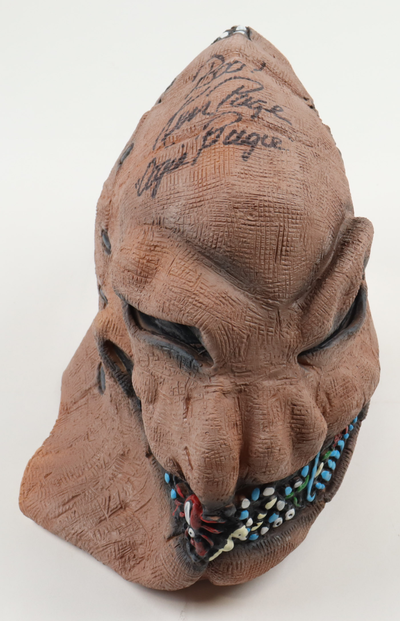 Ken Page Signed "The Nightmare Before Christmas" Oogie Boogie Mask Inscribed "Boo!" & "Oogie Boogie" (Beckett & PA) at PristineAuction.com Ken Page Signed "The Nightmare Before Christmas" Oogie Boogie Mask Inscribed "Boo!" & "Oogie Boogie" (Beckett & PA) at PristineAuction.com