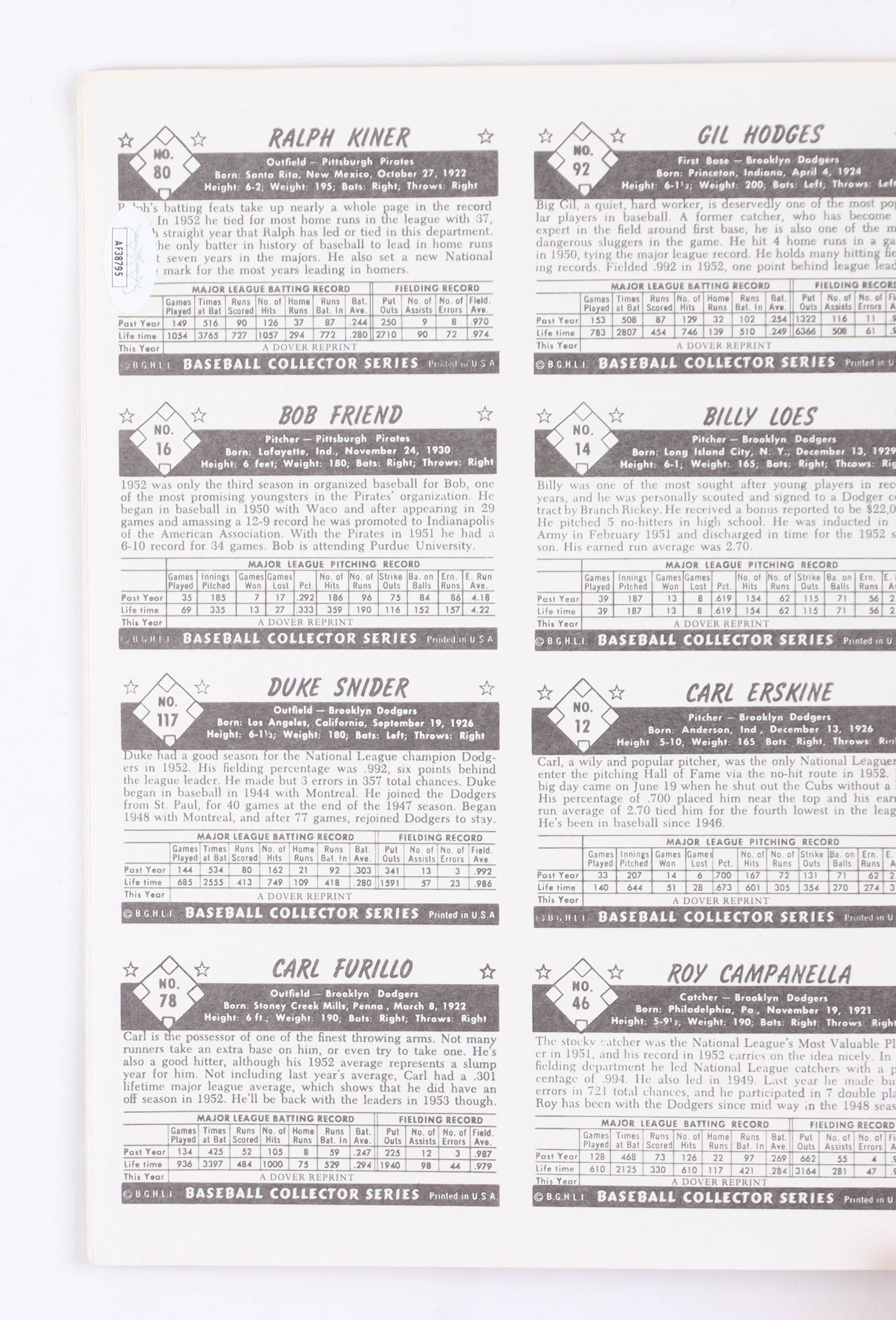 Ralph Kiner Signed Card in Stars of the 1950's Baseball Cards Book (JSA) at PristineAuction.com Ralph Kiner Signed Card in Stars of the 1950's Baseball Cards Book (JSA) at PristineAuction.com