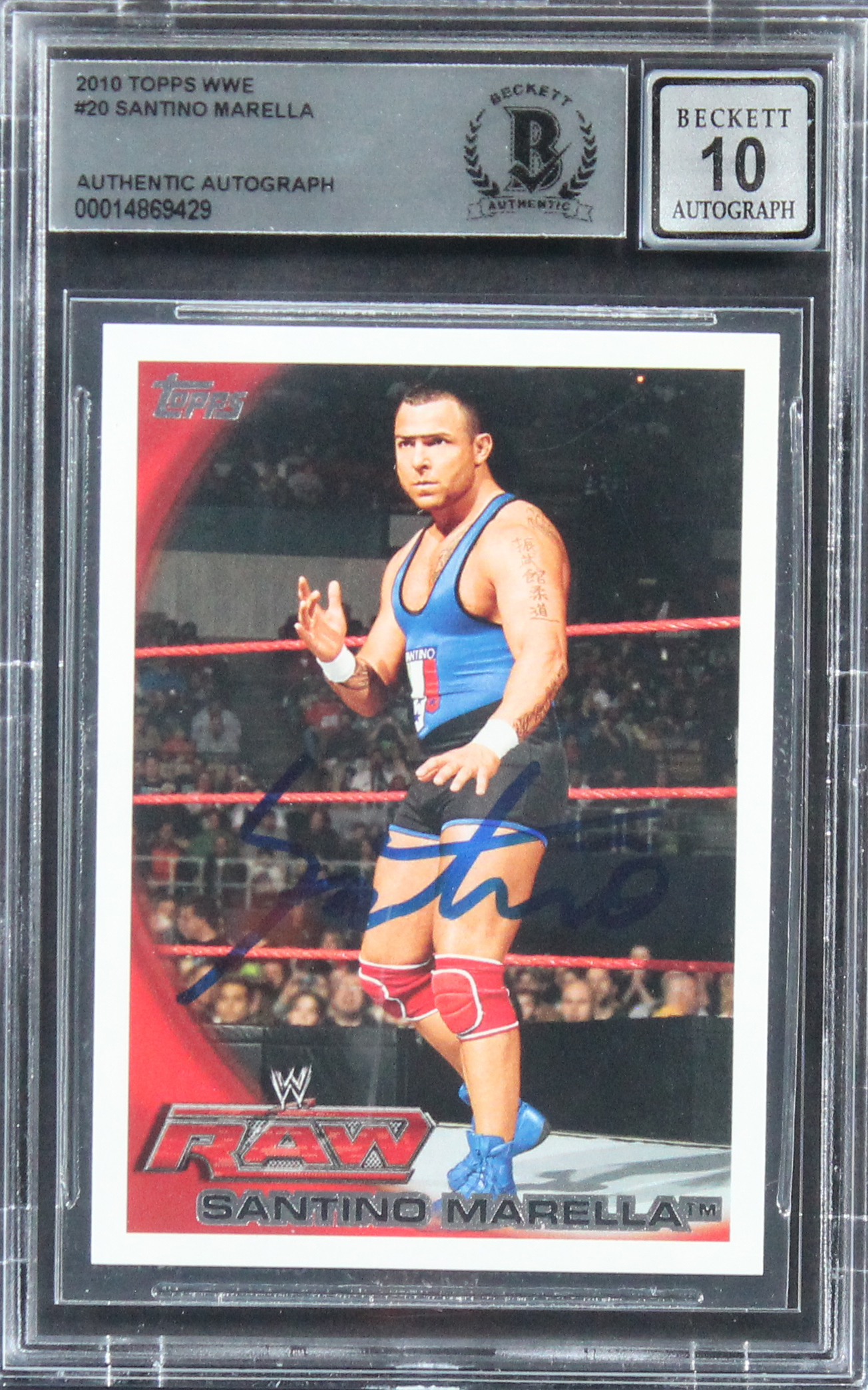 Santino Marella Signed 2010 Topps WWE #20 (BGS) | Pristine Auction, image size:1304x2088