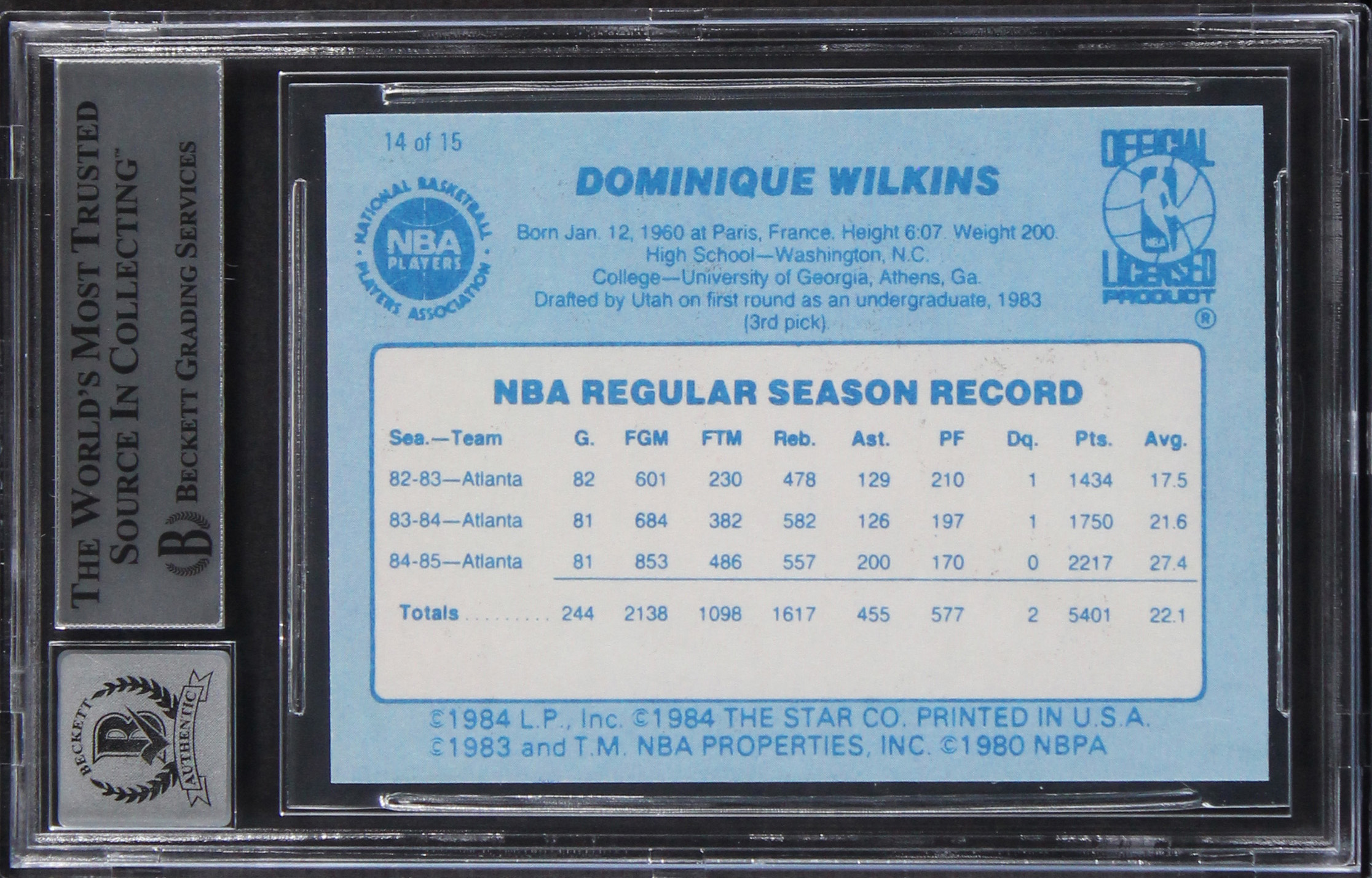 Dominique Wilkins Signed 1986 Star Best of the Best #14 Inscribed "HOF 06" (BGS | Auto 10) at PristineAuction.com Dominique Wilkins Signed 1986 Star Best of the Best #14 Inscribed "HOF 06" (BGS | Auto 10) at PristineAuction.com