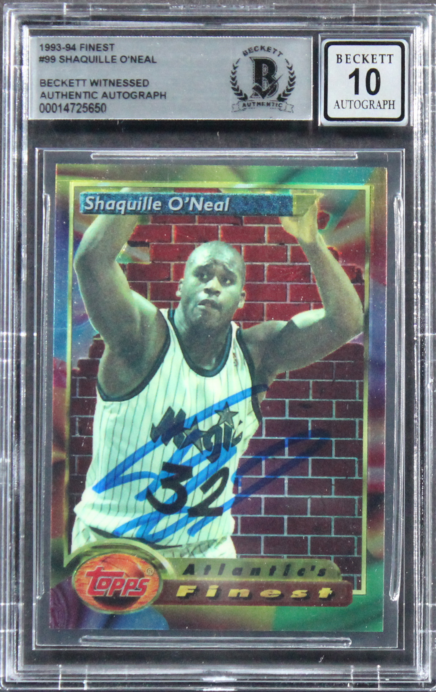 Shaquille O'Neal Signed 1993-94 Finest #99 AF (BGS) at PristineAuction.com Shaquille O'Neal Signed 1993-94 Finest #99 AF (BGS) at PristineAuction.com