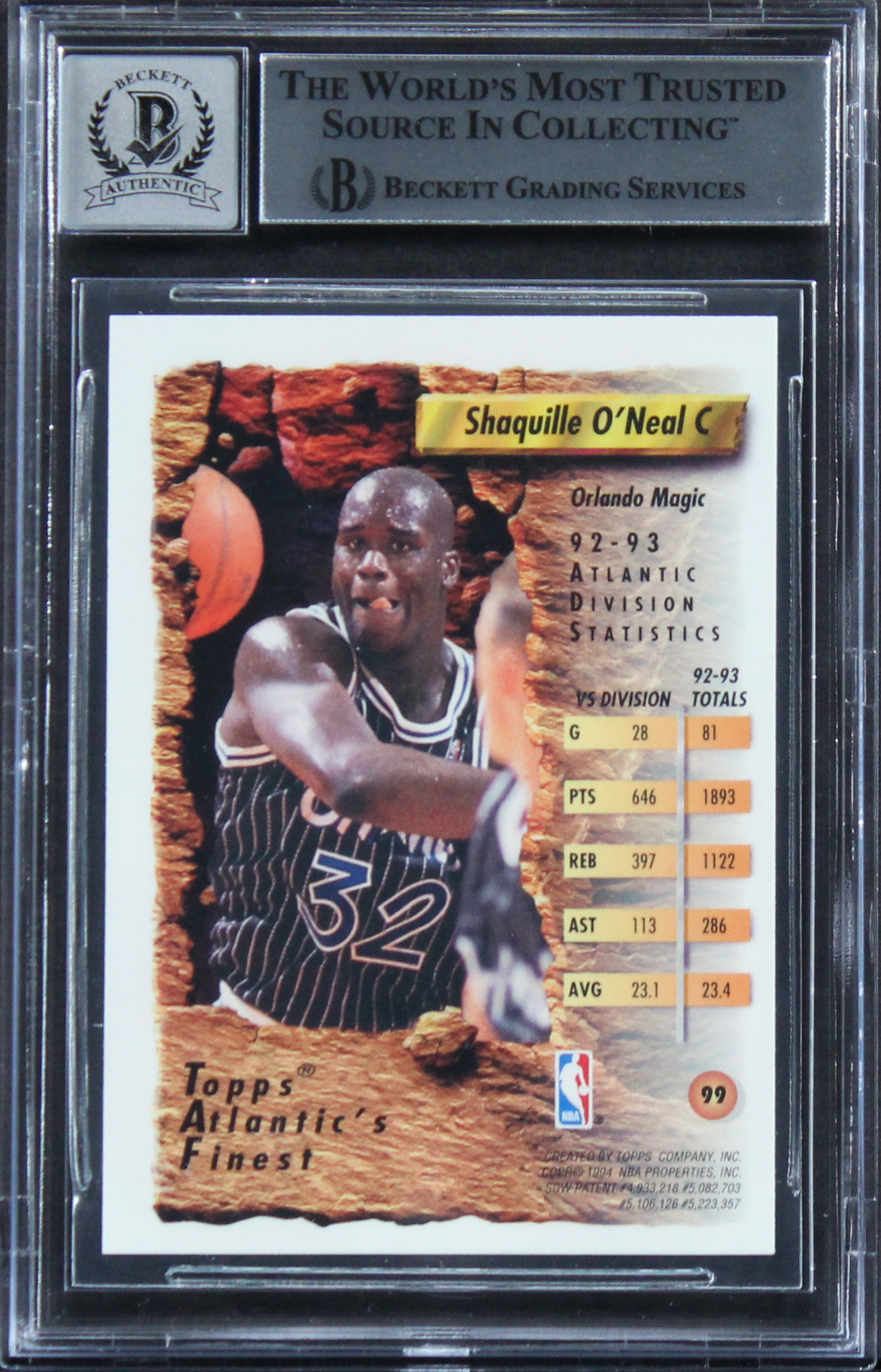 Shaquille O'Neal Signed 1993-94 Finest #99 AF (BGS) at PristineAuction.com Shaquille O'Neal Signed 1993-94 Finest #99 AF (BGS) at PristineAuction.com