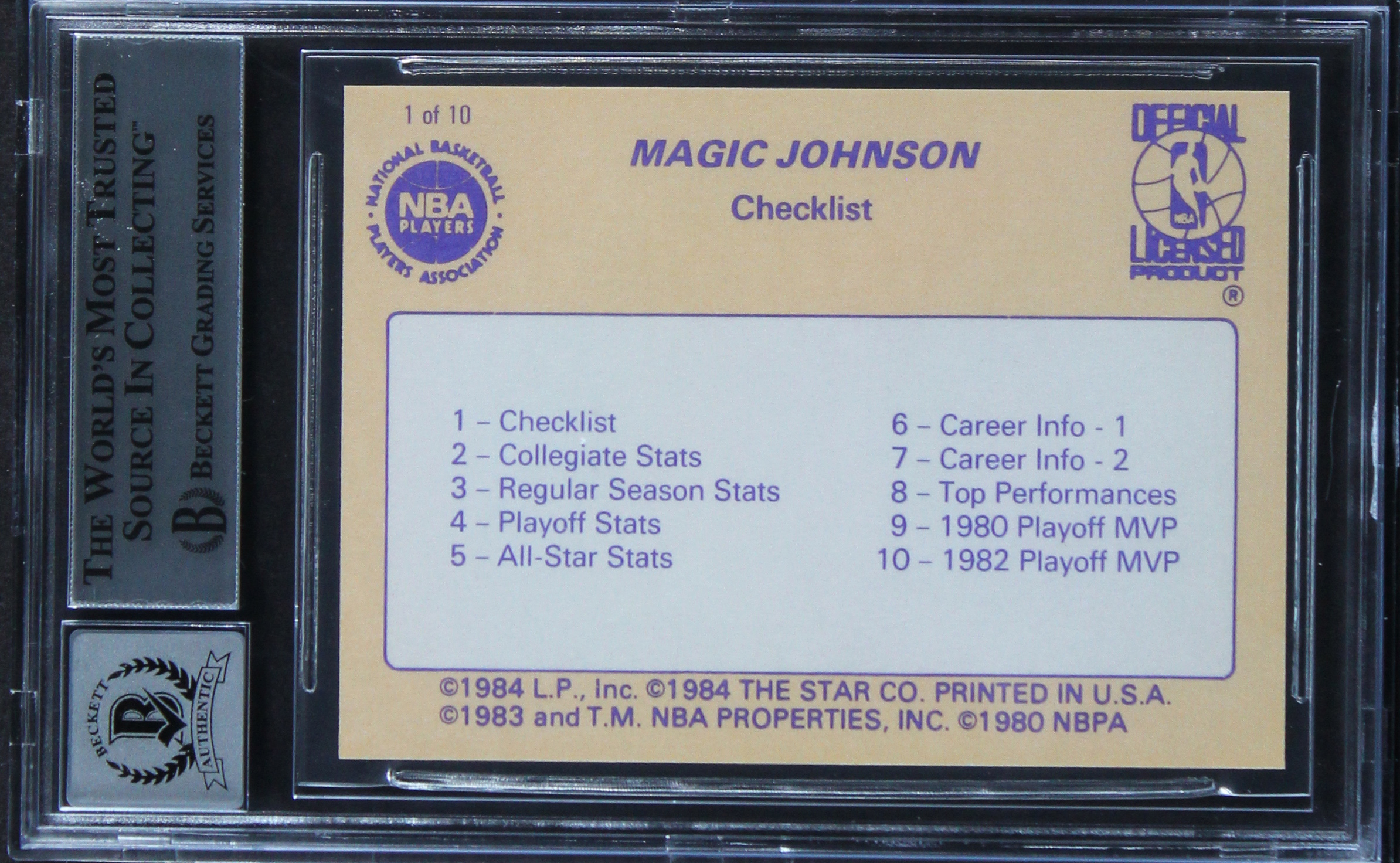 Star Magic Johnson Magic Johnson Signed 1986 Star Magic Johnson #1 / Checklist (BGS | Auto ...