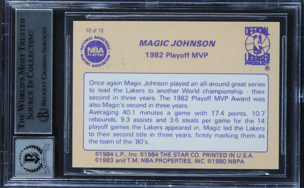 Star Magic Johnson Magic Johnson Signed 1986 Star Magic Johnson #10 / 1982 Playoff MVP ...