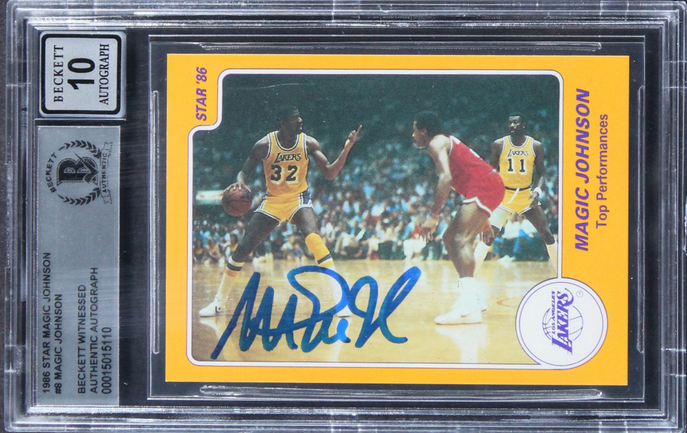 Star Magic Johnson Magic Johnson Signed 1986 Star Magic Johnson #8 / Top Performance (BGS ...