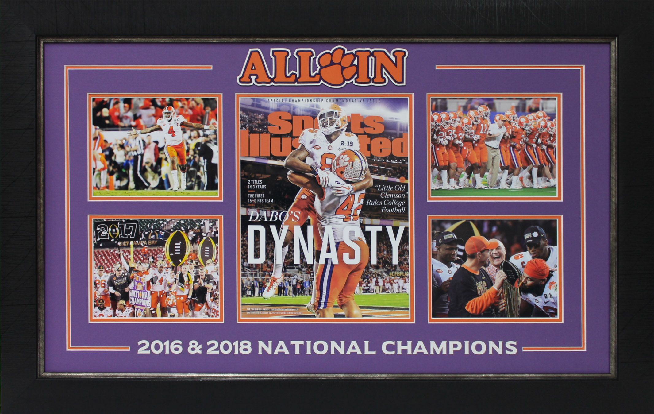 Clemson Tigers 2016 & 2018 National Champions Custom Framed Photo ...