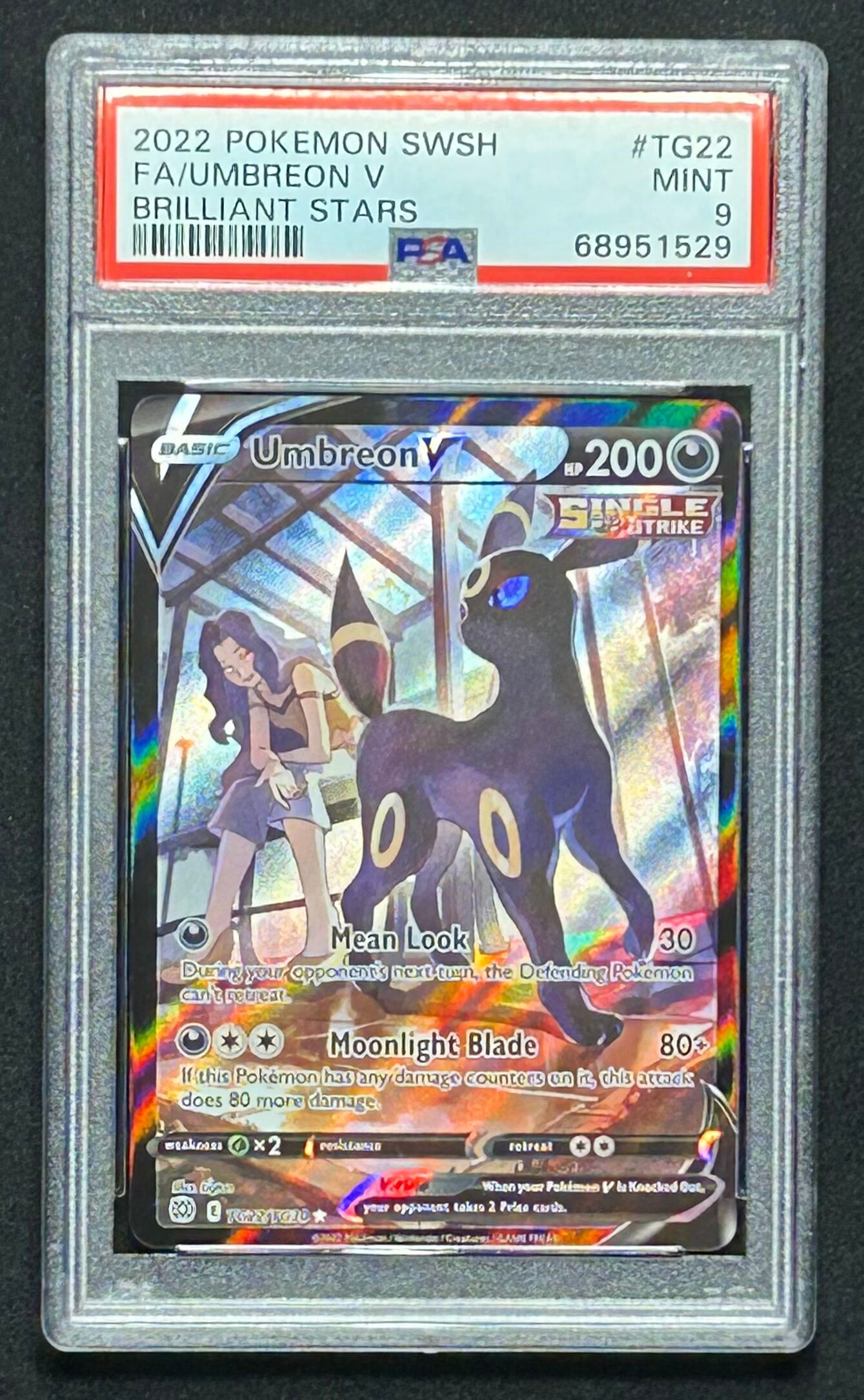 Umbreon V 2022 Pokemon Sword and Shield Brilliant Stars Trainers Gallery #TG22 Full Art Holo (PSA 9) at PristineAuction.com Umbreon V 2022 Pokemon Sword and Shield Brilliant Stars Trainers Gallery #TG22 Full Art Holo (PSA 9) at PristineAuction.com