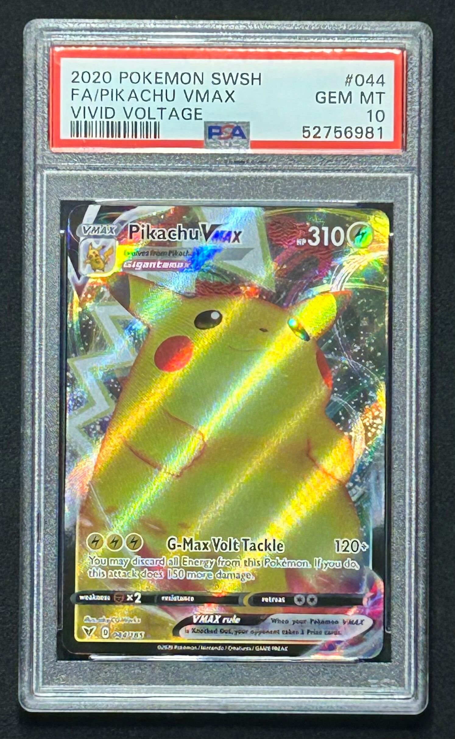 Pikachu VMAX Pokemon 2020 Vivid Voltage #44 Full Art Holo (PSA 10) at PristineAuction.com Pikachu VMAX Pokemon 2020 Vivid Voltage #44 Full Art Holo (PSA 10) at PristineAuction.com