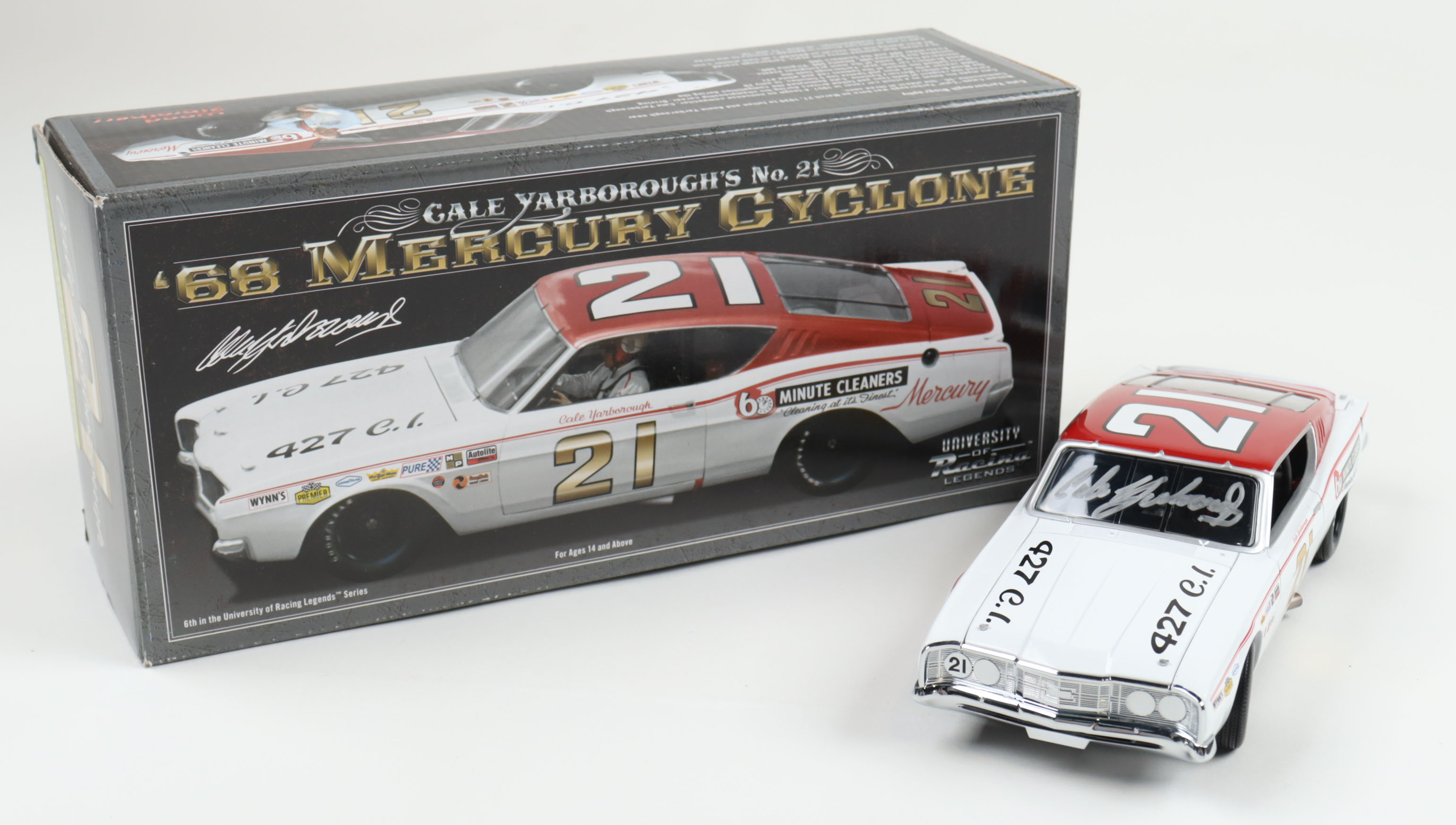 Cale Yarborough Signed NASCAR #21 1968 Mercury Cyclone 1:24 Premium Diecast Car (Beckett) at PristineAuction.com Cale Yarborough Signed NASCAR #21 1968 Mercury Cyclone 1:24 Premium Diecast Car (Beckett) at PristineAuction.com