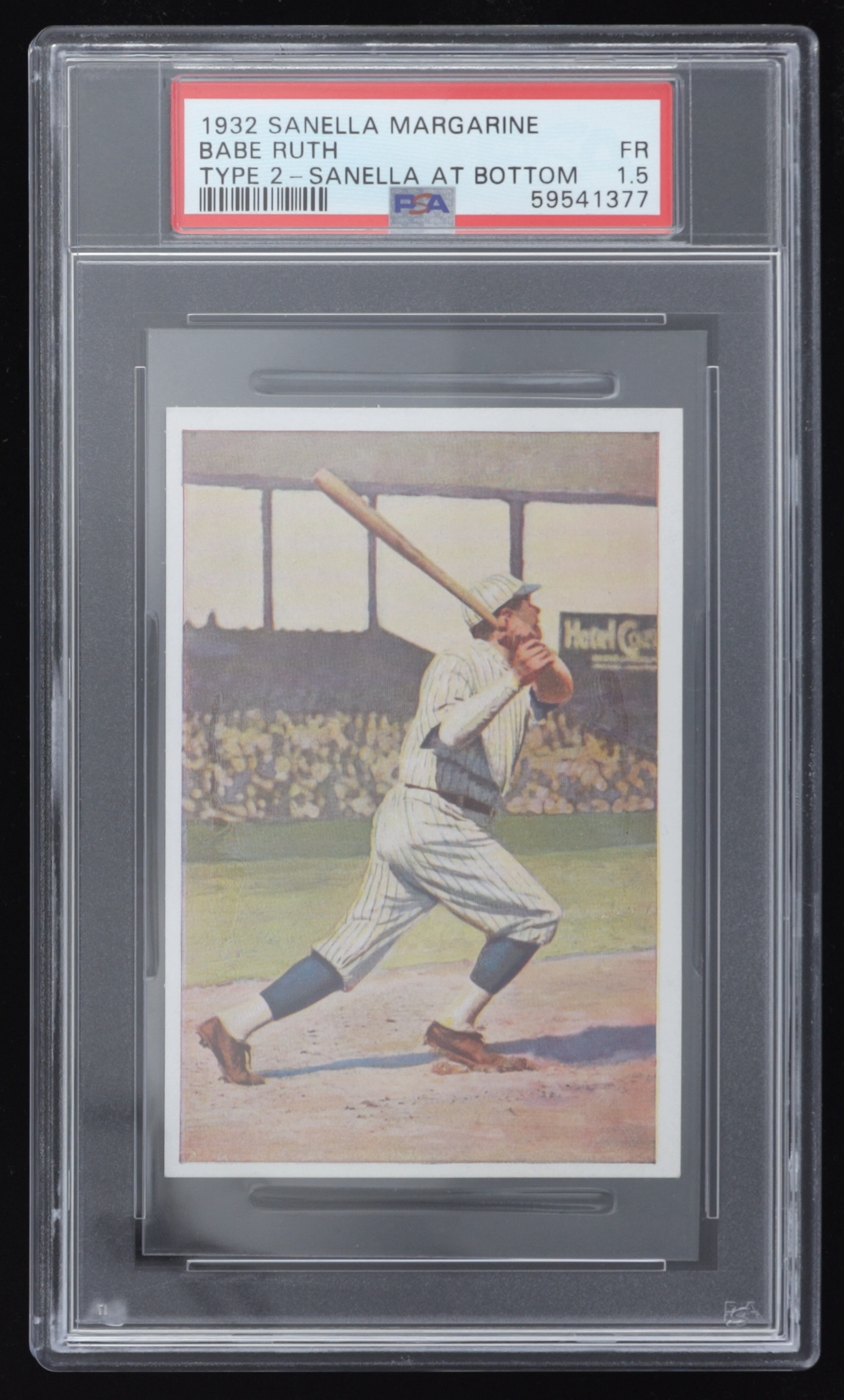 Babe Ruth 1932 Sanella Margarine Type 2 / Sanella at Bottom #83B (PSA 1.5) at PristineAuction.com Babe Ruth 1932 Sanella Margarine Type 2 / Sanella at Bottom #83B (PSA 1.5) at PristineAuction.com