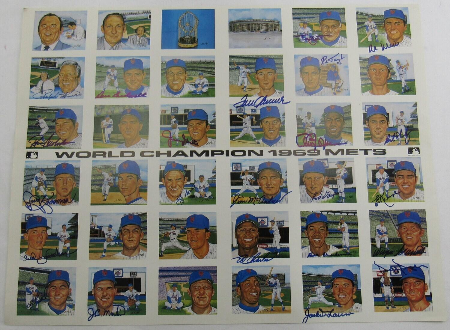 1969 World Champion Mets 17x22 Poster Team-Signed by (23) with Tom Seaver, Yogi Berra, Ralph Kiner, Art Shamsky, Jerry Koosman (JSA) at PristineAuction.com 1969 World Champion Mets 17x22 Poster Team-Signed by (23) with Tom Seaver, Yogi Berra, Ralph Kiner, Art Shamsky, Jerry Koosman (JSA) at PristineAuction.com
