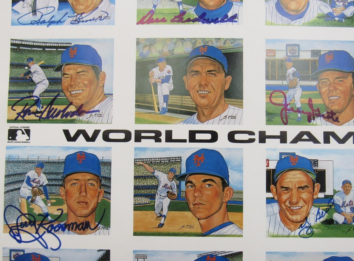 1969 World Champion Mets 17x22 Poster Team-Signed by (23) with Tom Seaver, Yogi Berra, Ralph Kiner, Art Shamsky, Jerry Koosman (JSA) at PristineAuction.com 1969 World Champion Mets 17x22 Poster Team-Signed by (23) with Tom Seaver, Yogi Berra, Ralph Kiner, Art Shamsky, Jerry Koosman (JSA) at PristineAuction.com