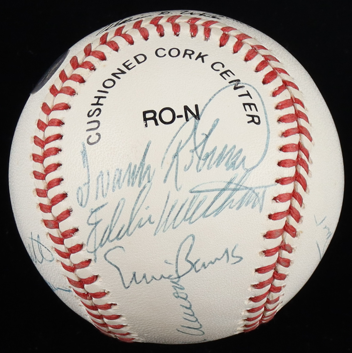 "500 Home Run Club" ONL Baseball Signed by (9) with Hank Aaron, Willie Mays, Ernie Banks, Eddie Mathews (Beckett LOA) at PristineAuction.com "500 Home Run Club" ONL Baseball Signed by (9) with Hank Aaron, Willie Mays, Ernie Banks, Eddie Mathews (Beckett LOA) at PristineAuction.com
