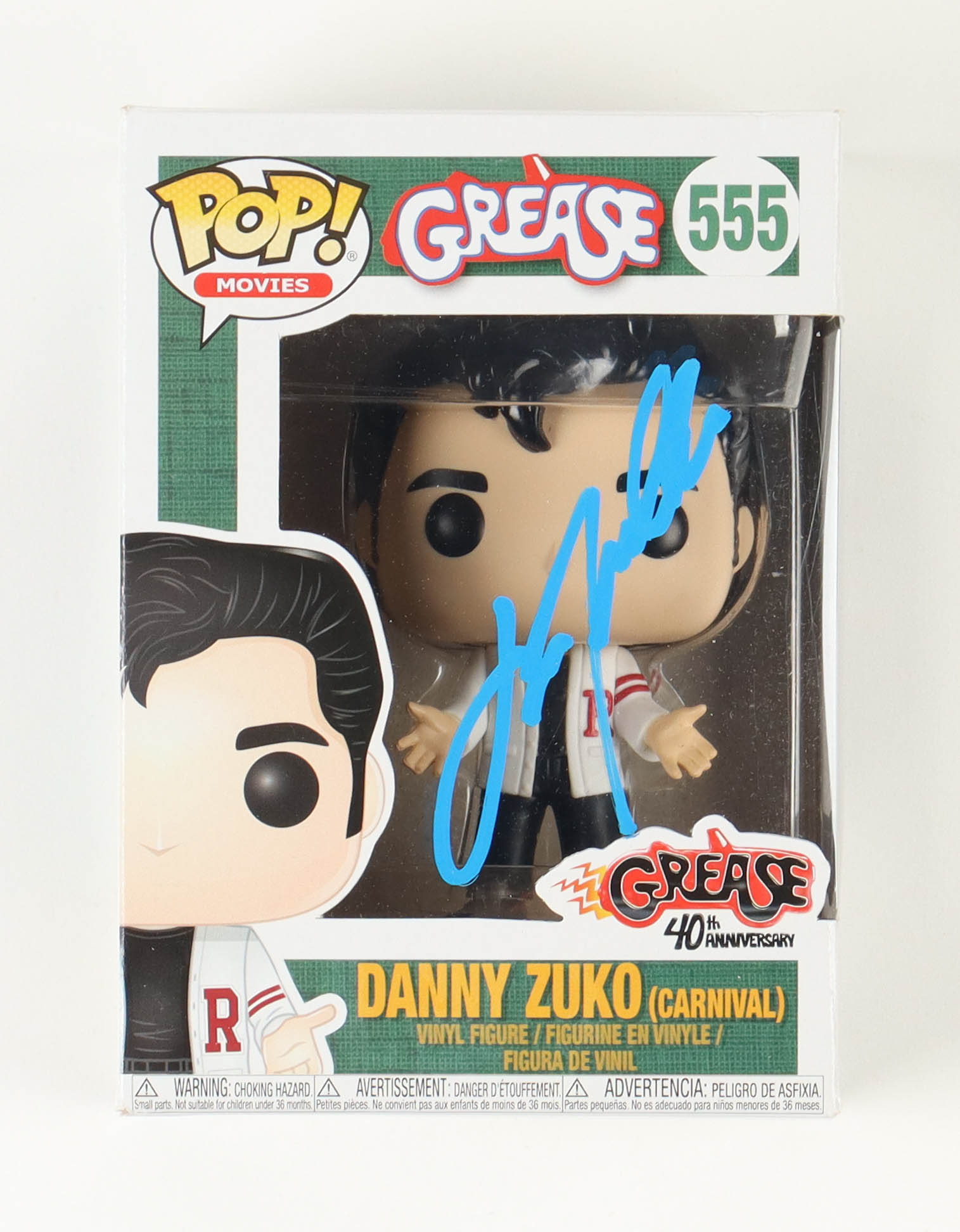 John Travolta Signed "Grease" #553 Danny Zuko Funko Pop! Vinyl Figure (JSA) at PristineAuction.com John Travolta Signed "Grease" #553 Danny Zuko Funko Pop! Vinyl Figure (JSA) at PristineAuction.com