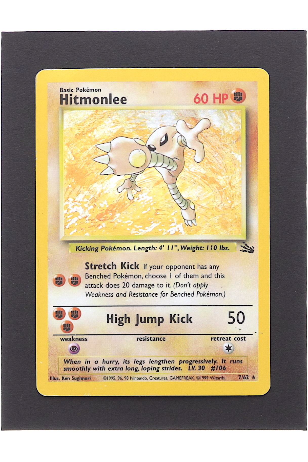 Hitmonlee Pokemon 1999 Fossil #7 Holo at PristineAuction.com Hitmonlee Pokemon 1999 Fossil #7 Holo at PristineAuction.com
