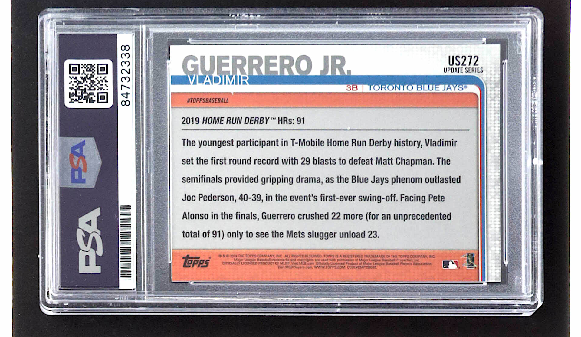 Vladimir Guerrero Jr. Signed 2019 Topps Update #US272 HRD (PSA) at PristineAuction.com Vladimir Guerrero Jr. Signed 2019 Topps Update #US272 HRD (PSA) at PristineAuction.com