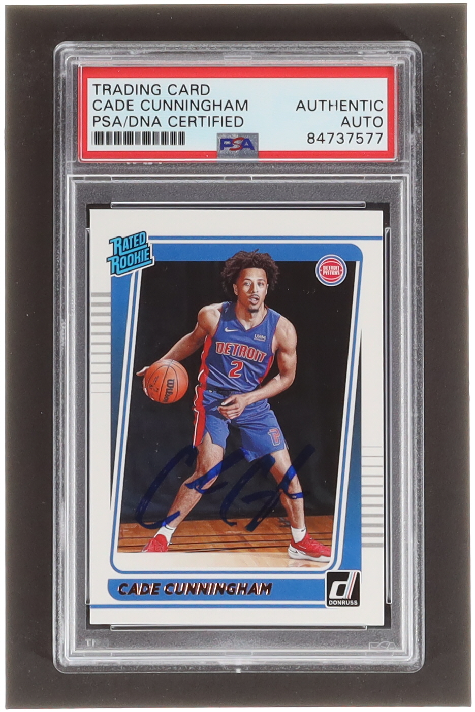 Cade Cunningham Signed 2021-22 Donruss #211 RR RC (PSA) at PristineAuction.com Cade Cunningham Signed 2021-22 Donruss #211 RR RC (PSA) at PristineAuction.com