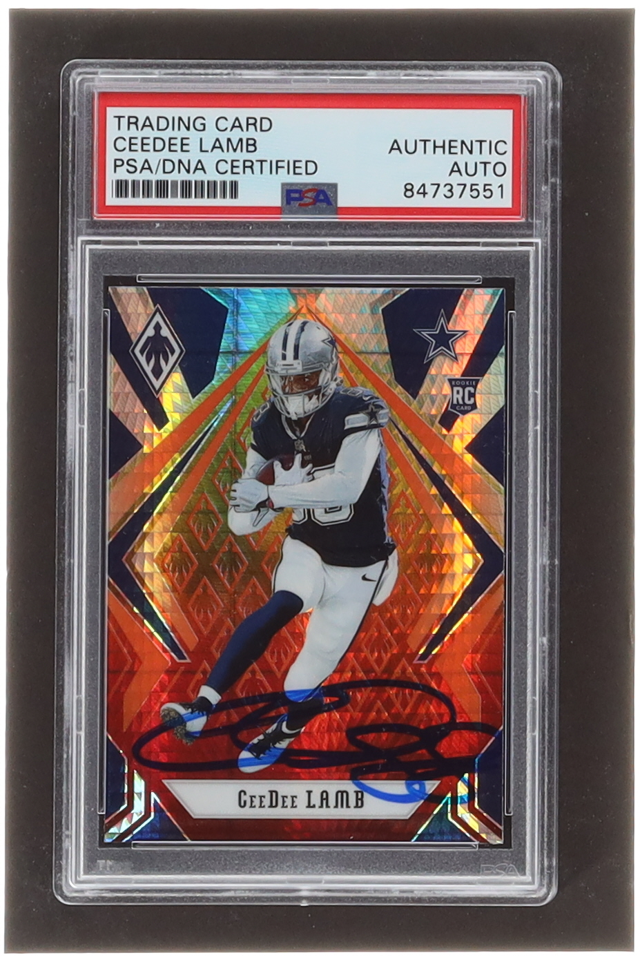 CeeDee Lamb Signed 2020 Panini Phoenix Fire Burst #106 RC (PSA) at PristineAuction.com CeeDee Lamb Signed 2020 Panini Phoenix Fire Burst #106 RC (PSA) at PristineAuction.com