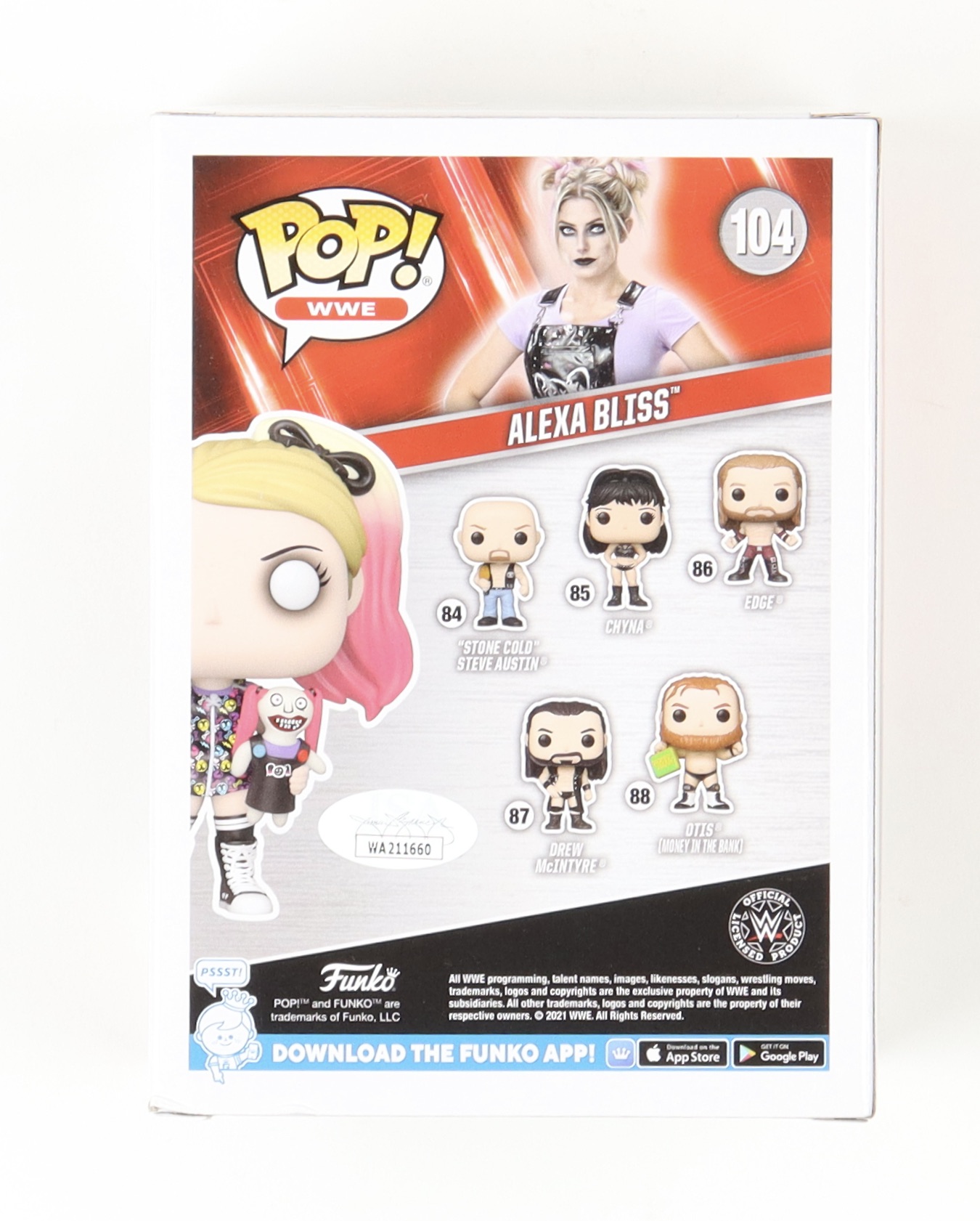 Alexa Bliss Signed WWE #107 Funko Pop! Vinyl Figure (JSA) at PristineAuction.com Alexa Bliss Signed WWE #107 Funko Pop! Vinyl Figure (JSA) at PristineAuction.com
