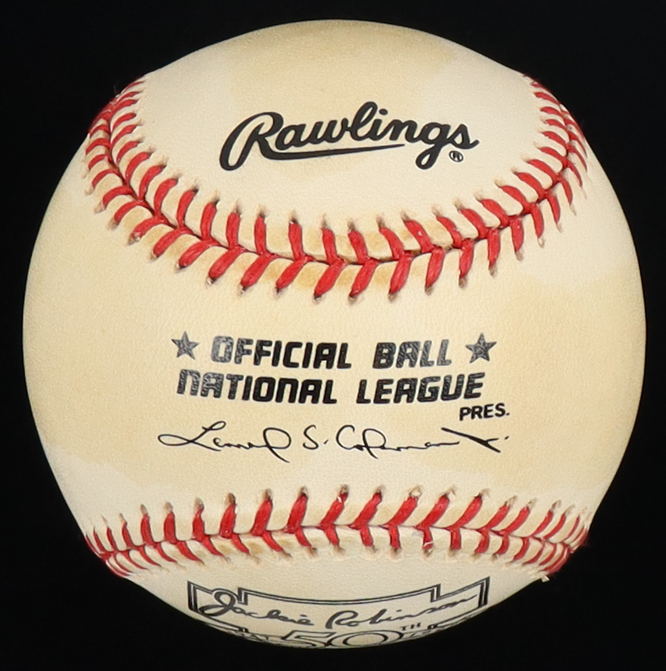 Jackie Robinson 50th Anniversary Logo Baseball at PristineAuction.com Jackie Robinson 50th Anniversary Logo Baseball at PristineAuction.com
