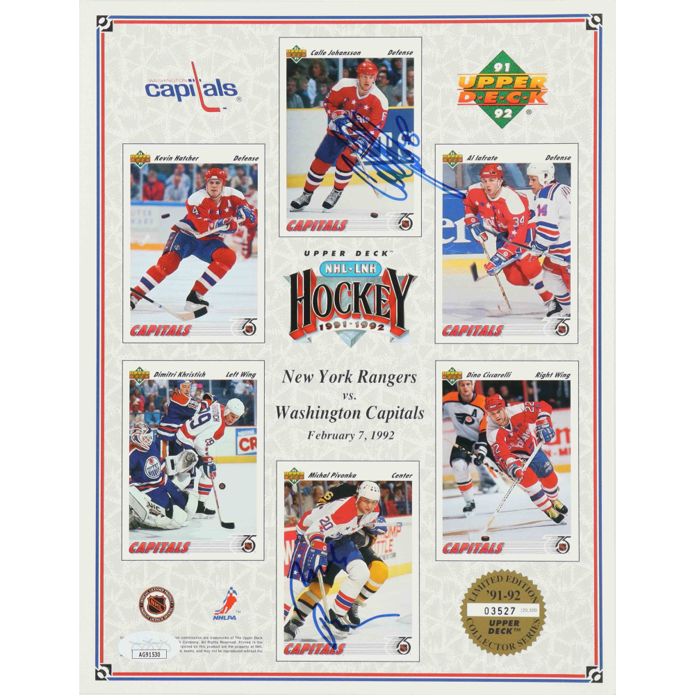 Calle Johansson & Michal Pivonka Signed 1991 Upper Deck Capitals Promo