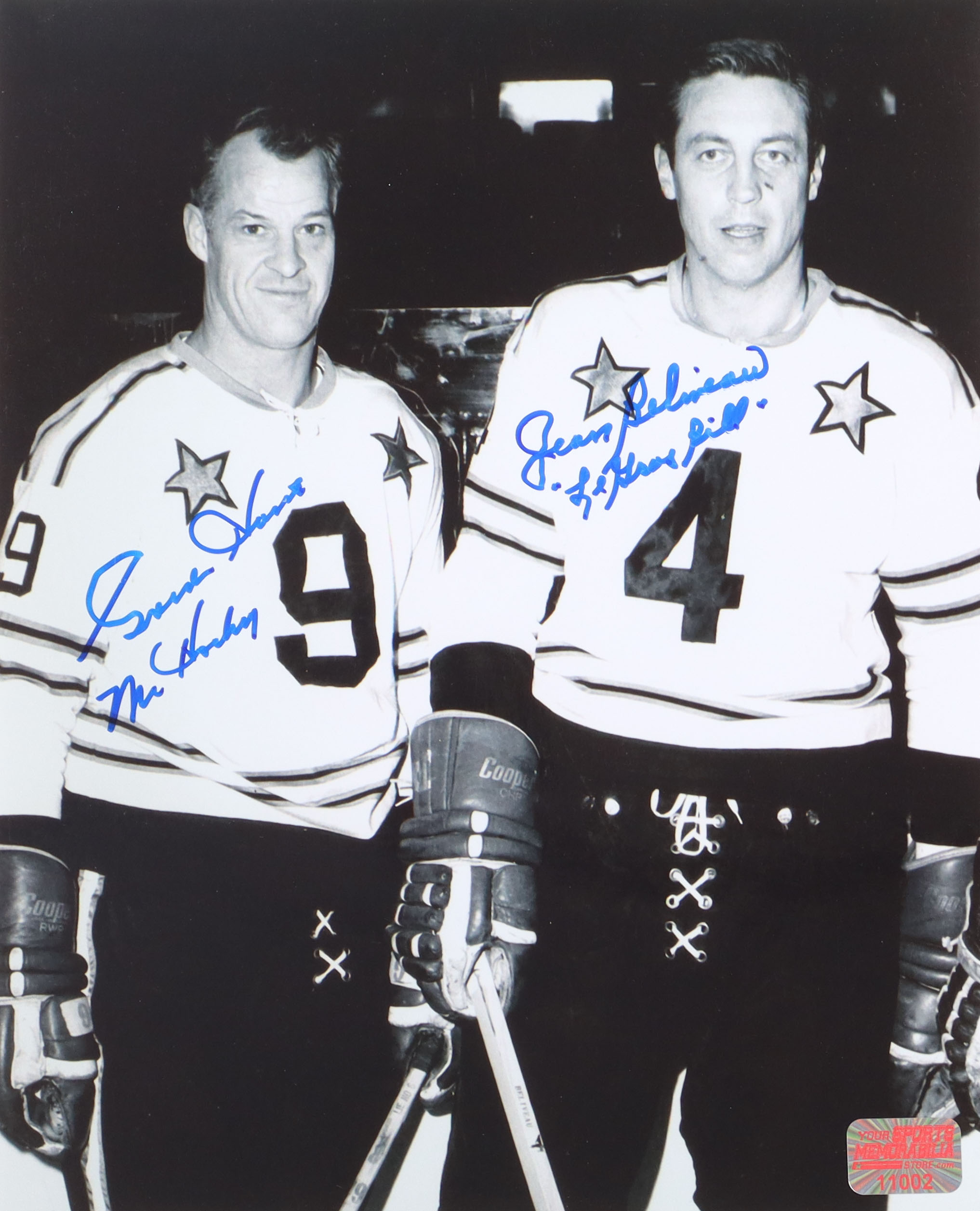 Gordie Howe & Jean Beliveau Signed 8x10 Photo Inscribed "Mr. Hockey" & "Le Gros Bill" (YSMS) at PristineAuction.com Gordie Howe & Jean Beliveau Signed 8x10 Photo Inscribed "Mr. Hockey" & "Le Gros Bill" (YSMS) at PristineAuction.com